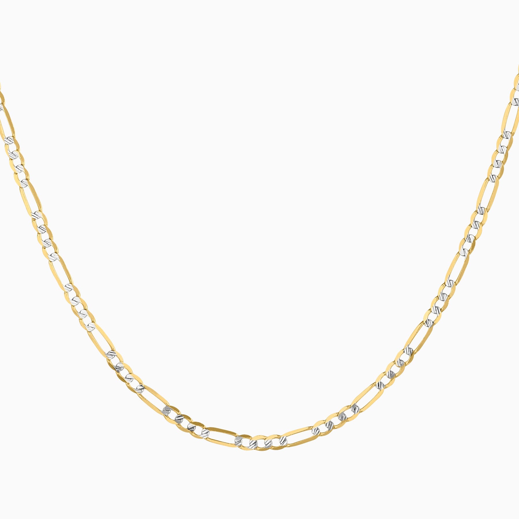 Cadena Fígaro Diamantado 14K Oro Amarillo + Estuche