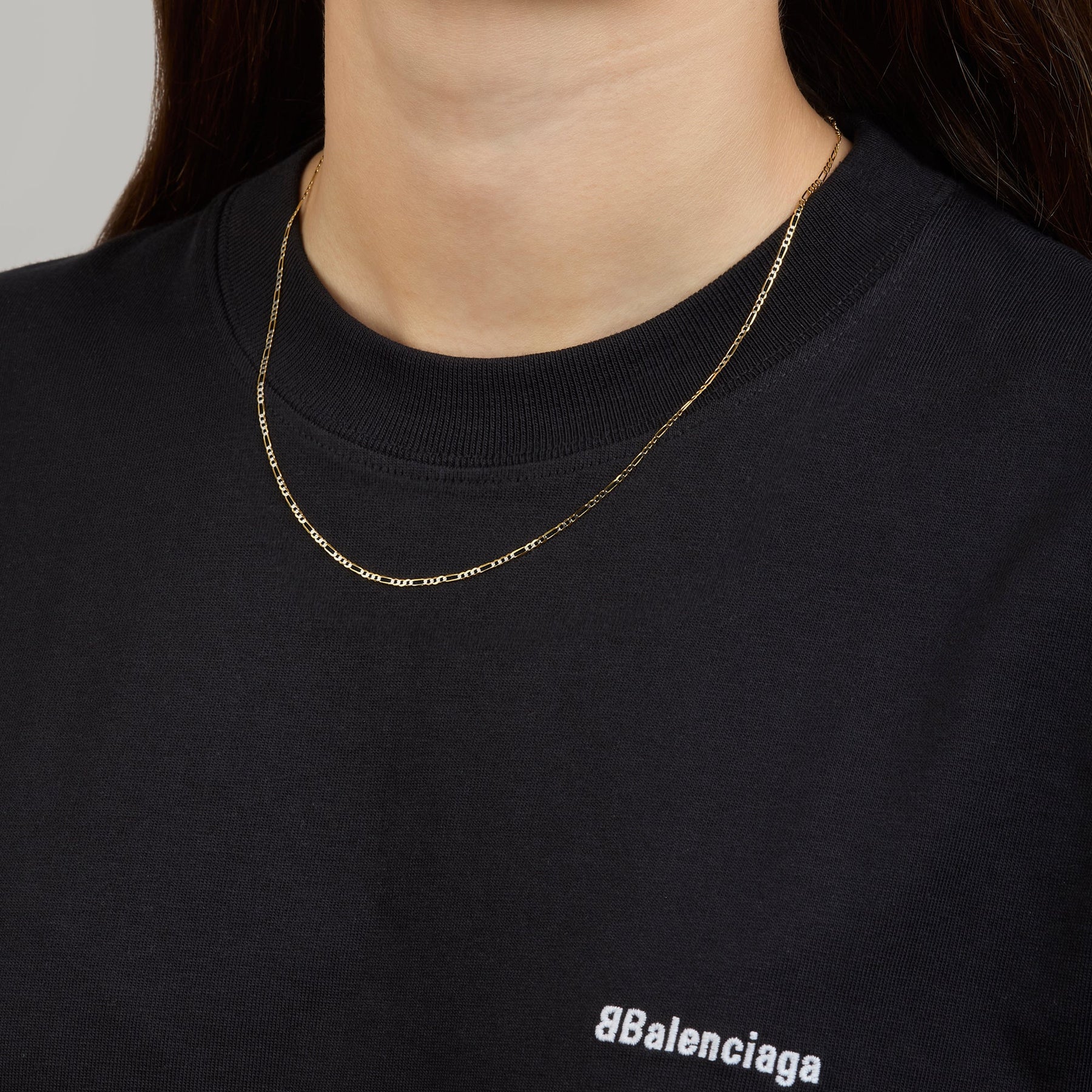 Cadena Fígaro Diamantado 14K Oro Amarillo + Estuche