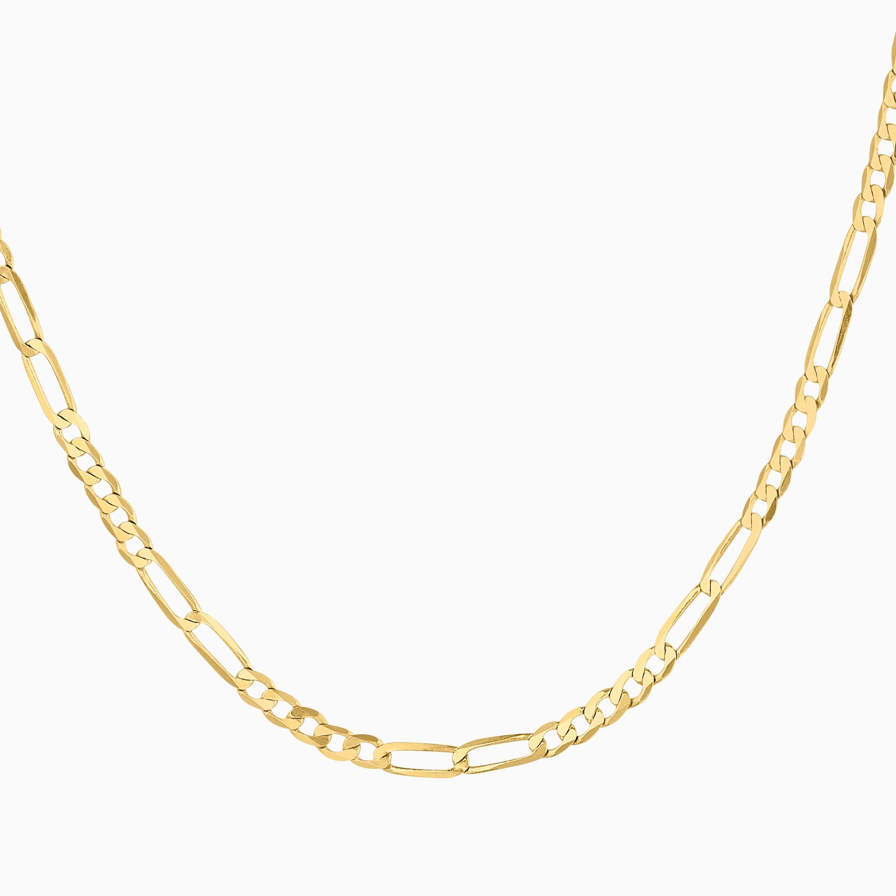 Cadena 5X2 Tejido Fígaro Troquelado 14K Oro Amarillo + Estuche
