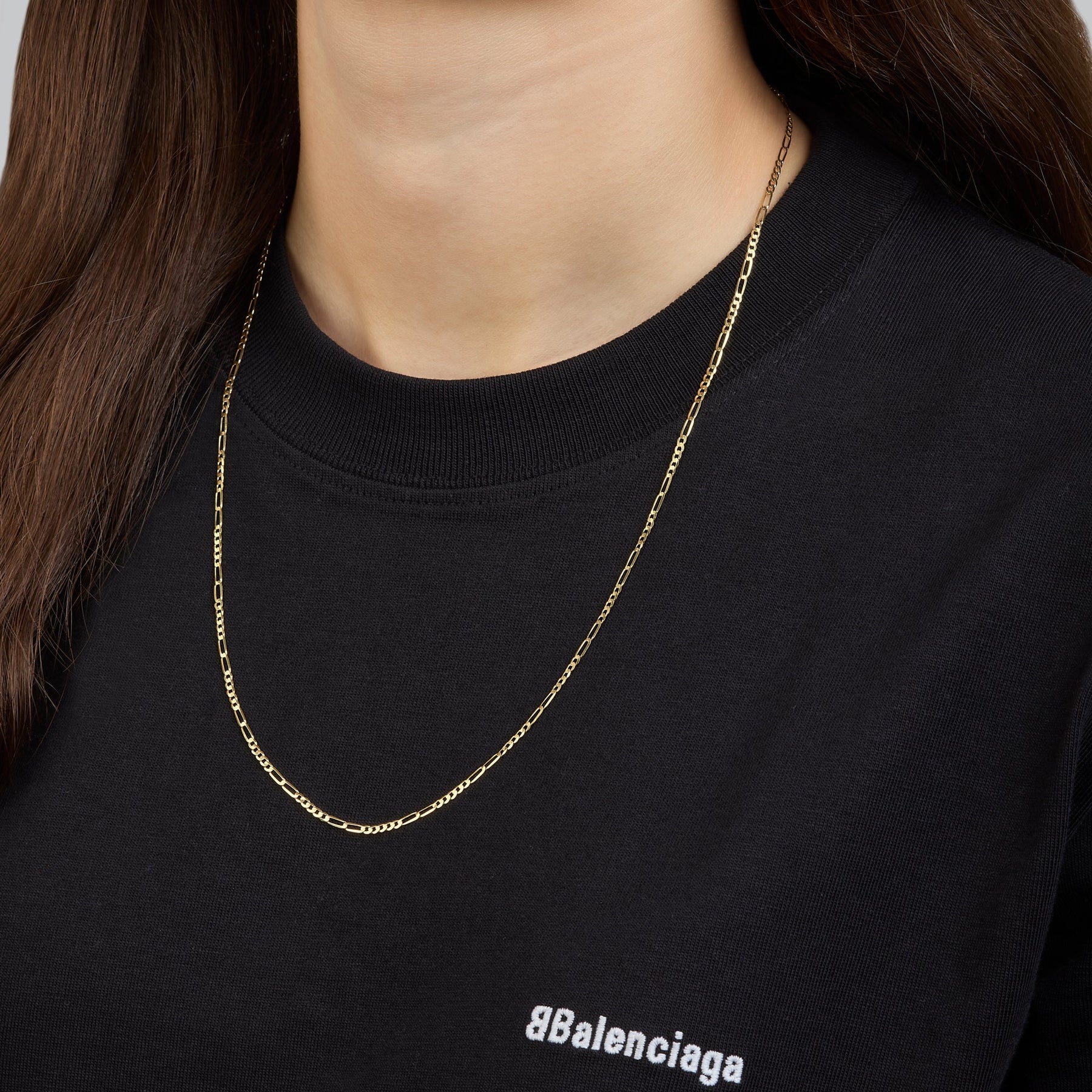 Cadena 5X2 Tejido Fígaro Troquelado 14K Oro Amarillo + Estuche