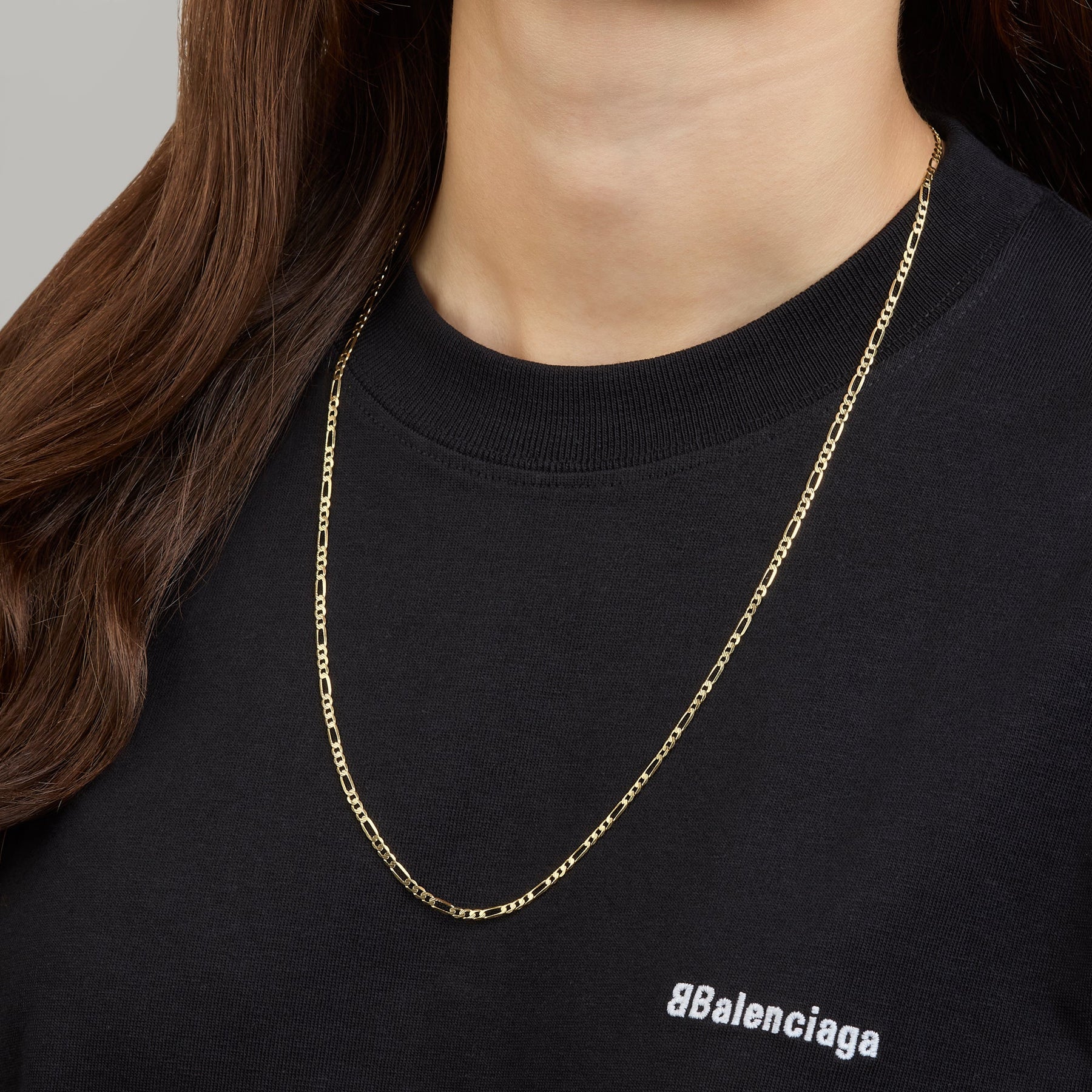 Cadena 3X1 Tejido Fígaro Troquelado 14K Oro Amarillo + Estuche