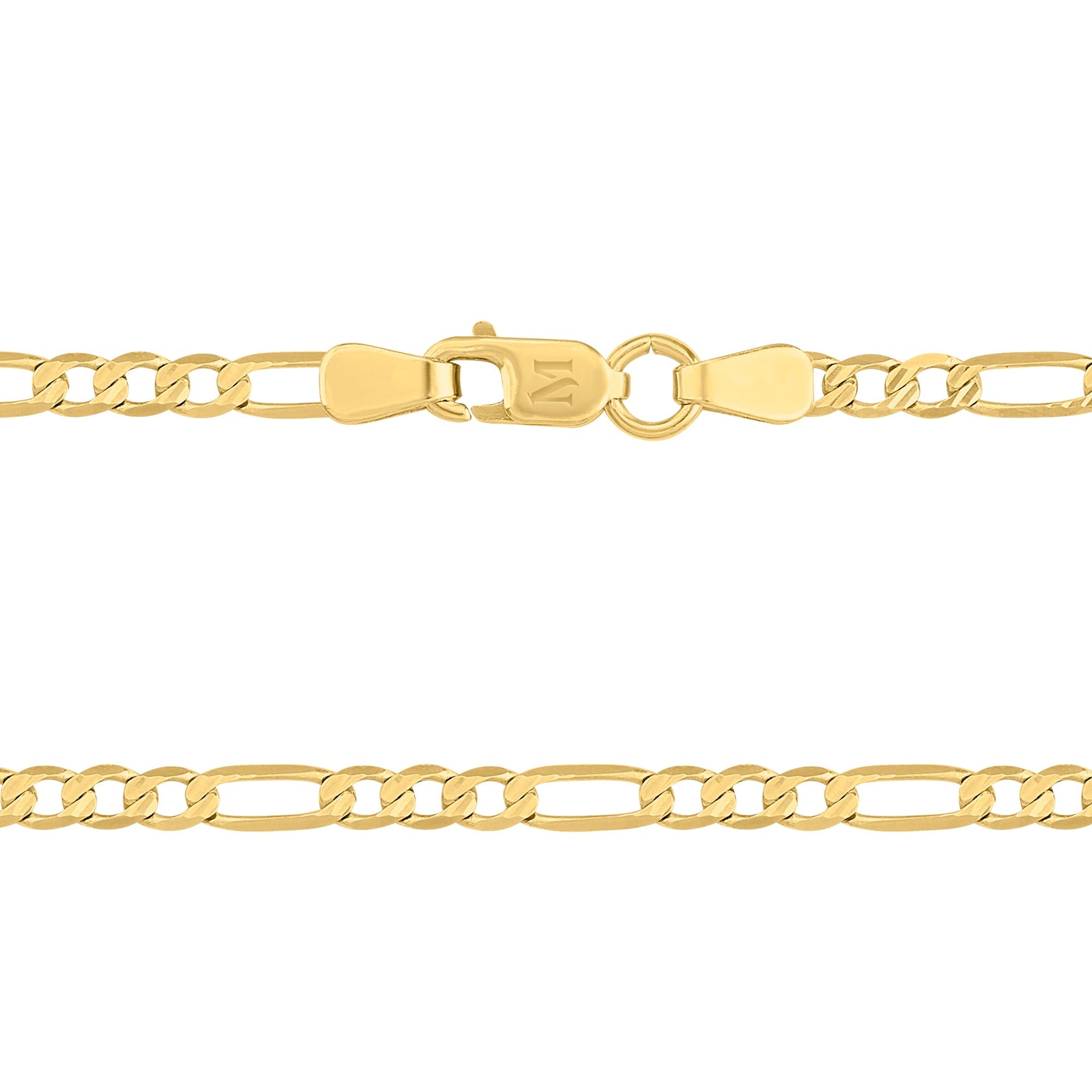 Cadena 3X1 Tejido Fígaro Troquelado 14K Oro Amarillo + Estuche