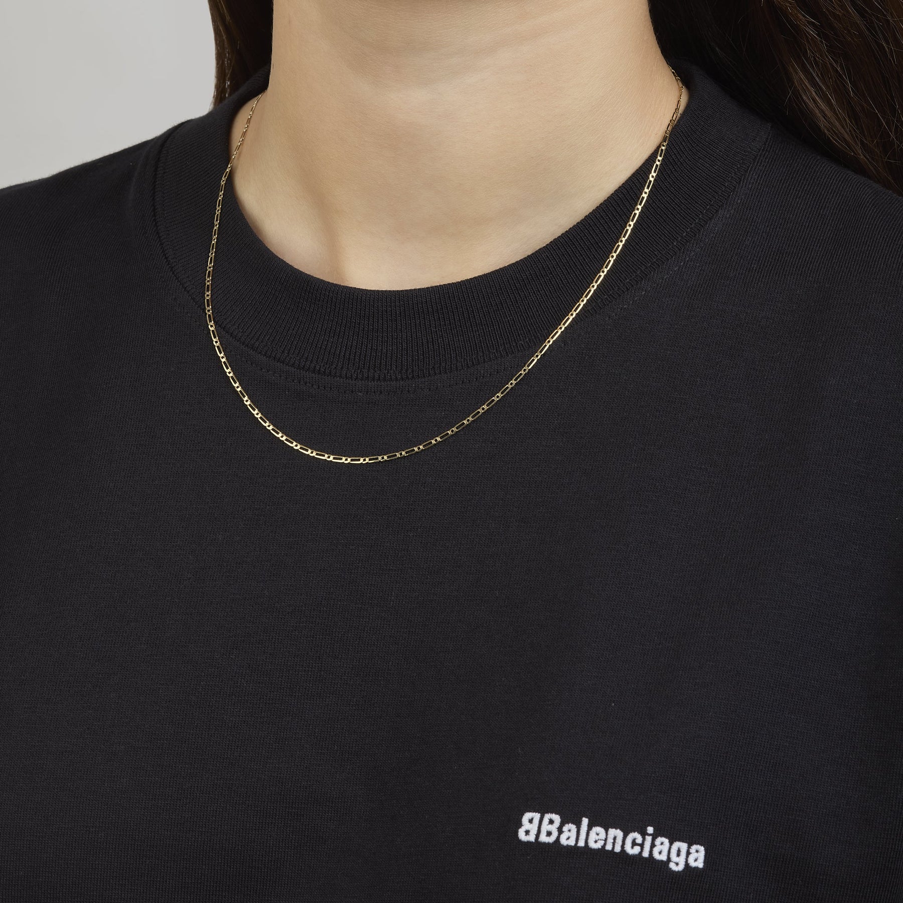 Cadena 1x1 Tejido Fígaro Troquelado 14K Oro Amarillo + Estuche