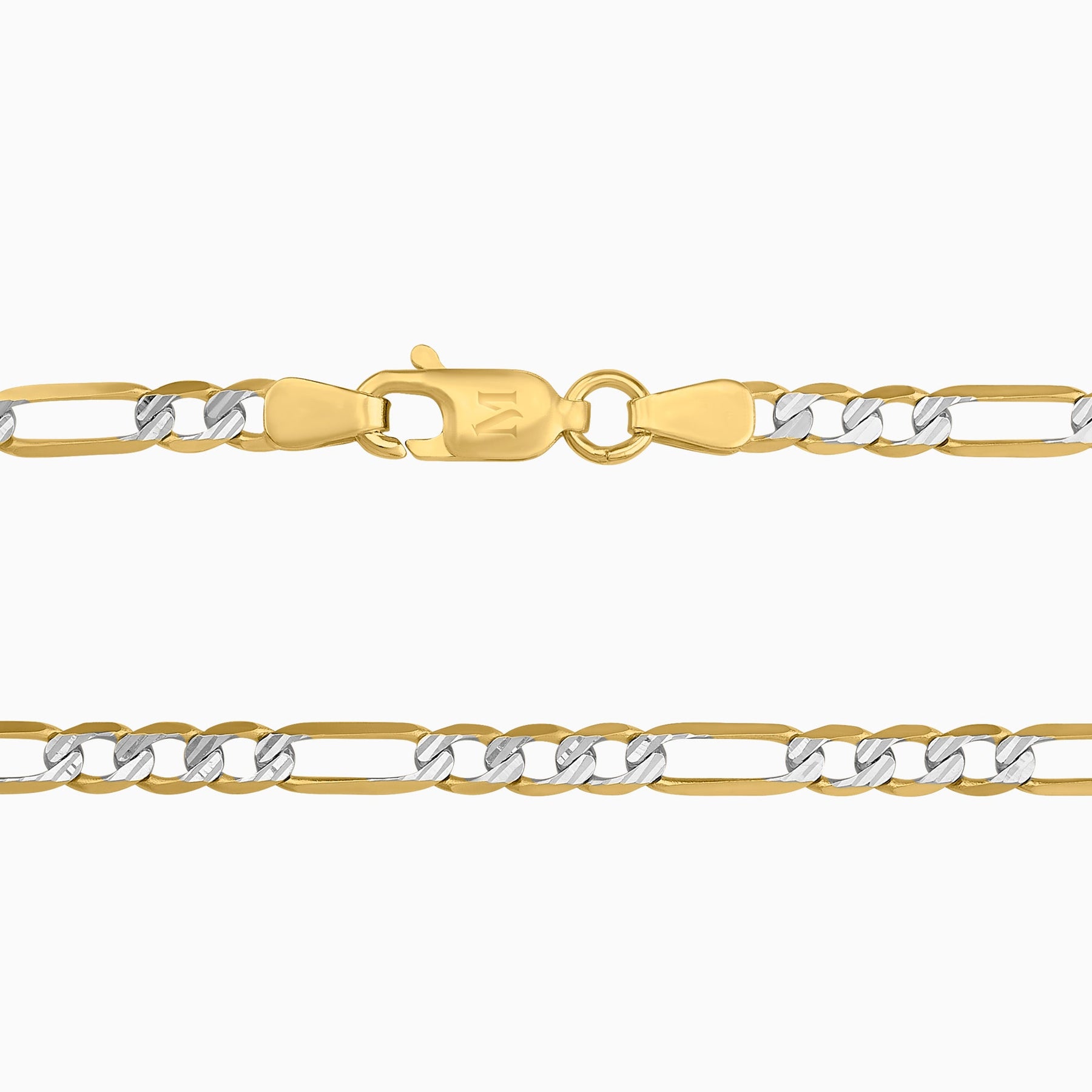 3x1 Diamond Figaro Fabric Chain in 14K Yellow Gold + Case