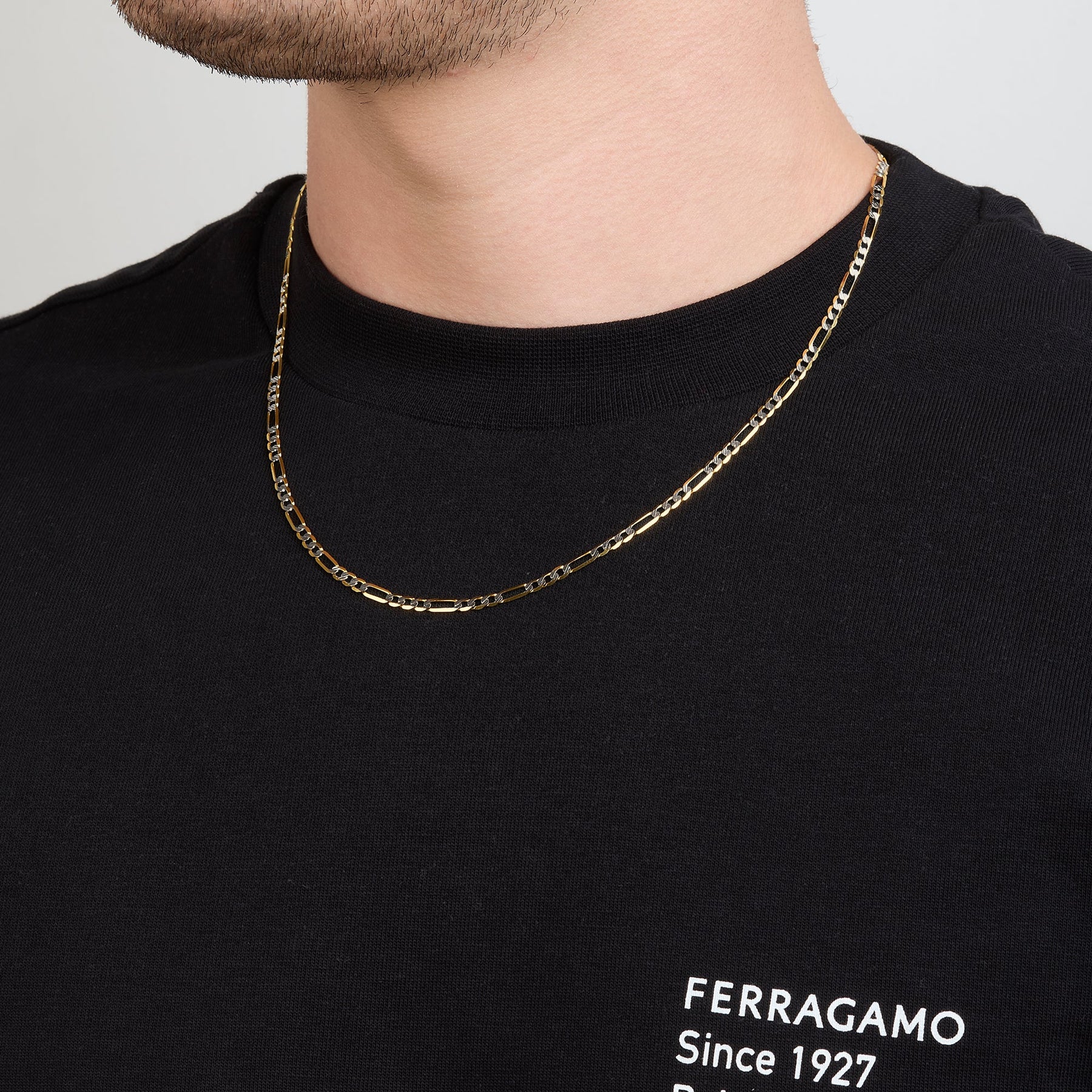 3x1 Diamond Figaro Fabric Chain in 14K Yellow Gold + Case