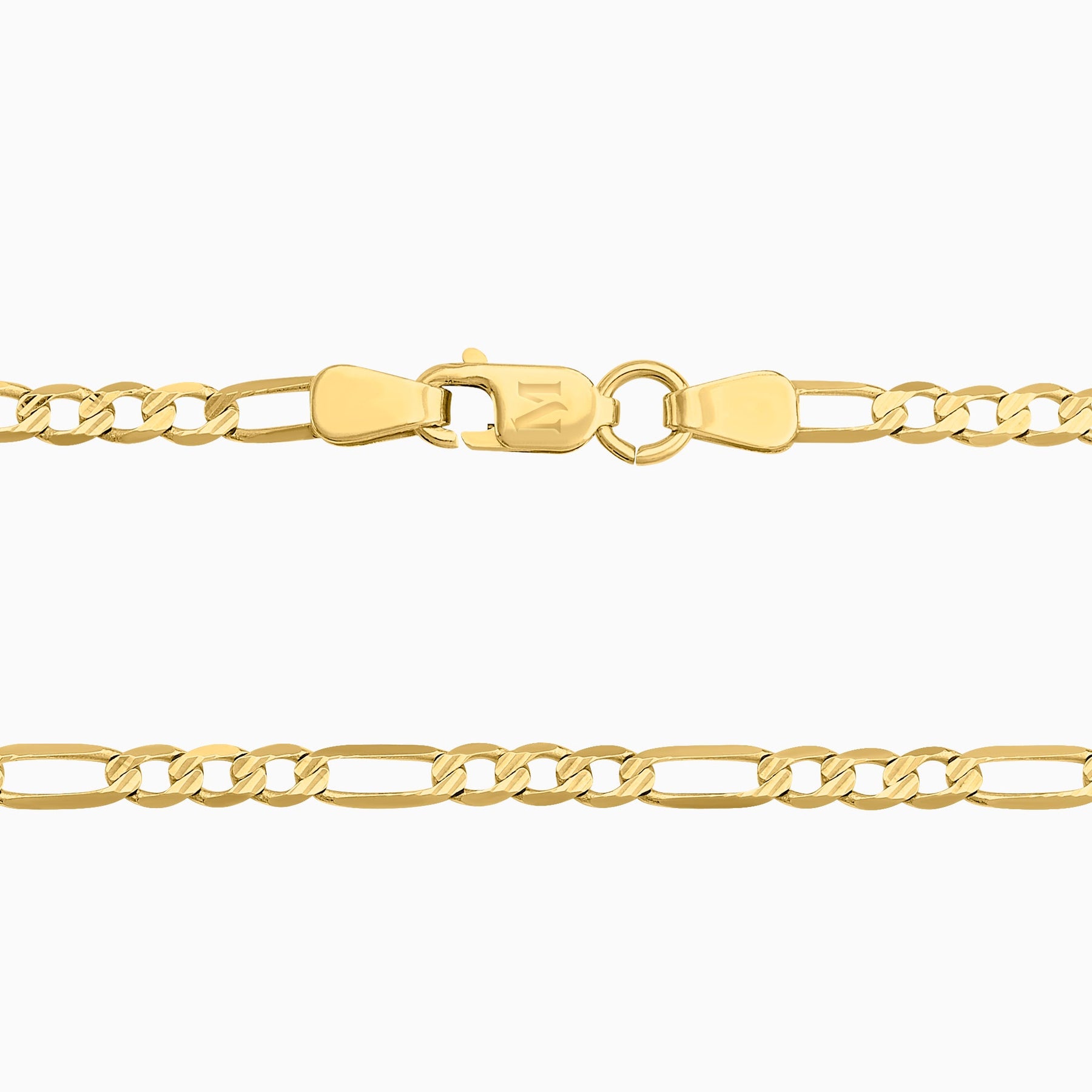 3X1 Figaro Fabric Chain Die-Cut 14K Yellow Gold + Case