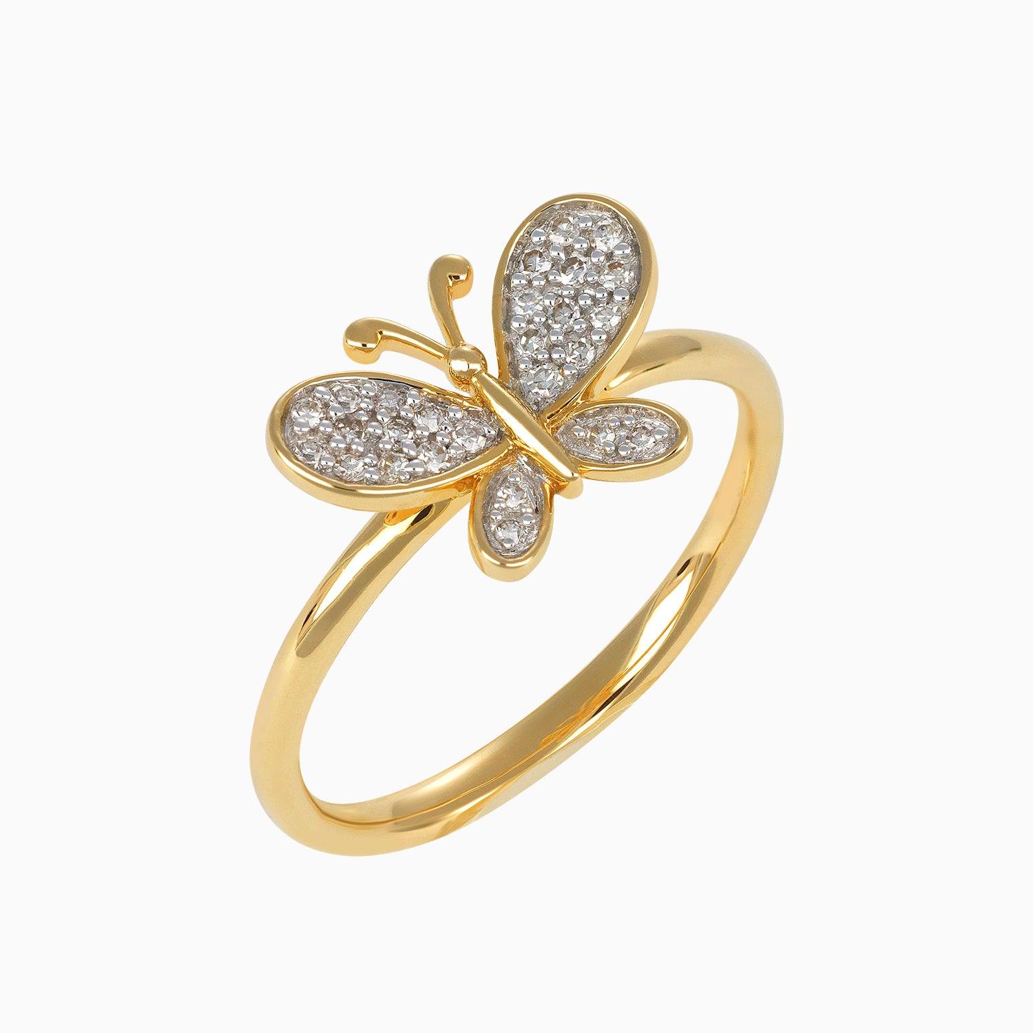 14k Diamond Butterfly Ring