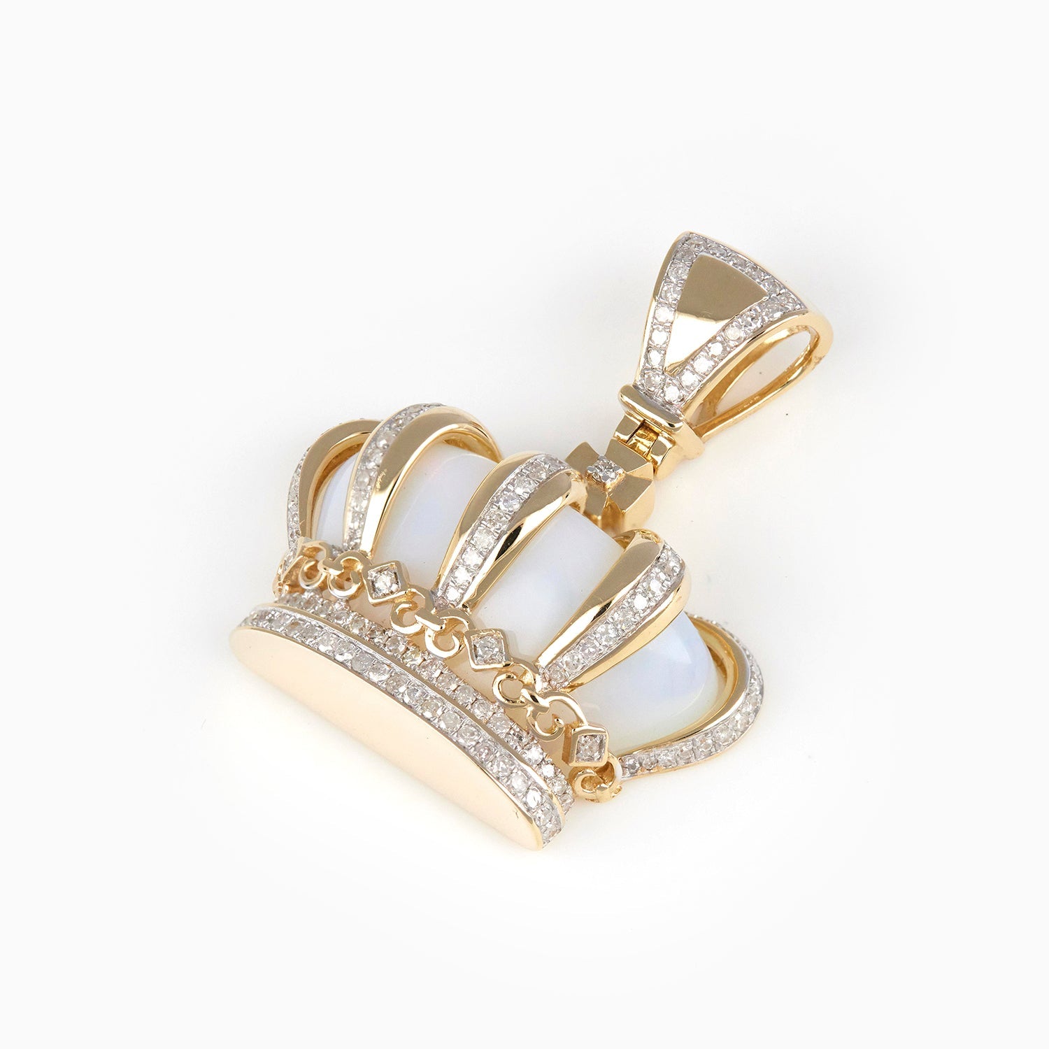 Dije Corona Blanca de Oro 14k con Diamantes