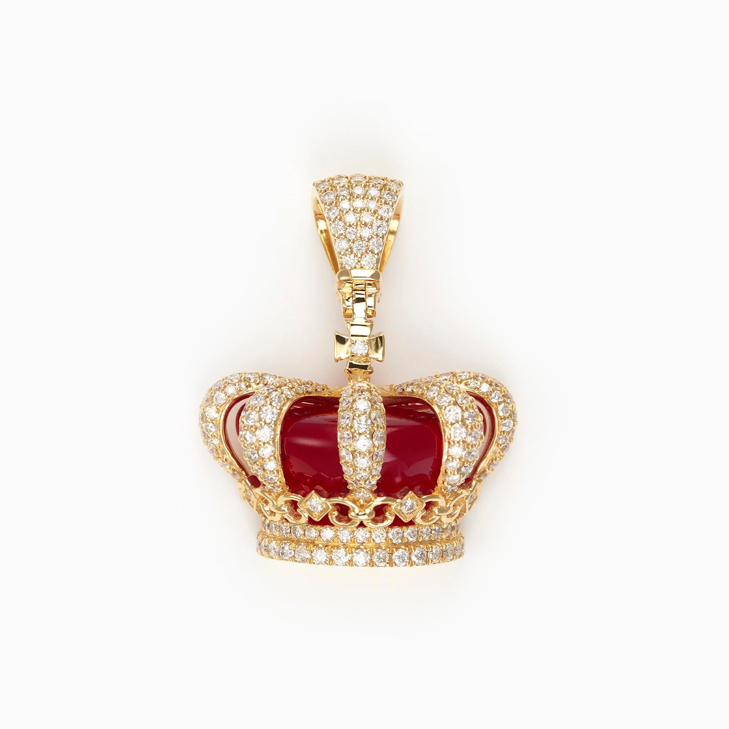 Dije Corona Roja de Oro 14k con Diamantes