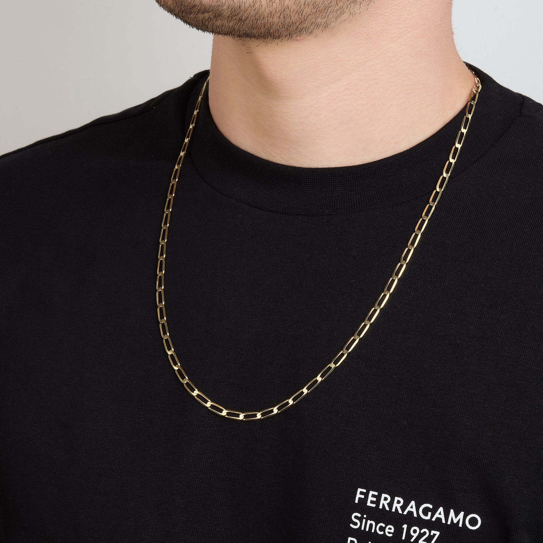 Cadena Tejido Ancla Larga 14K + Estuche