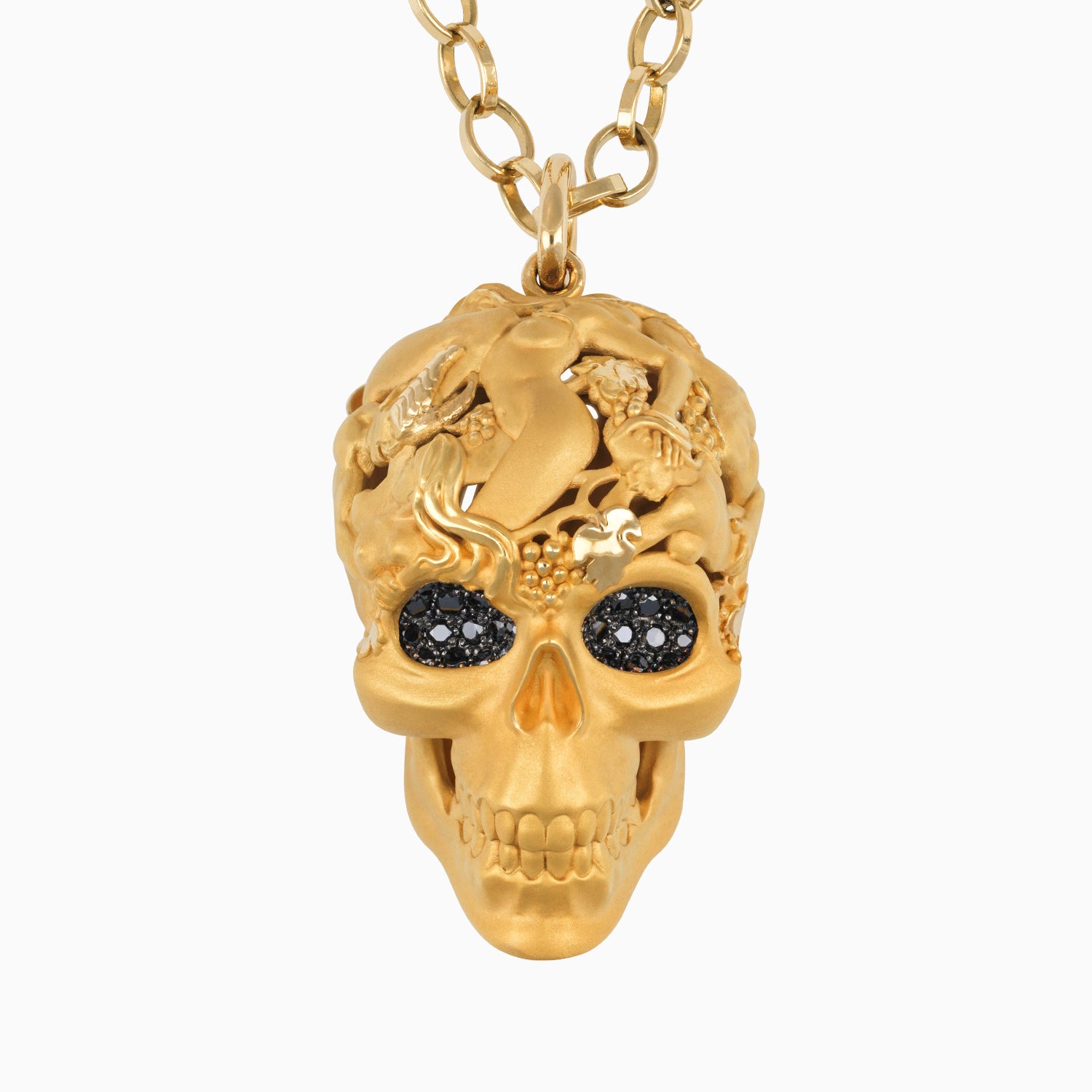 Chain with "Bacchanal" Skull Pendant 18k Yellow and White Gold + Case