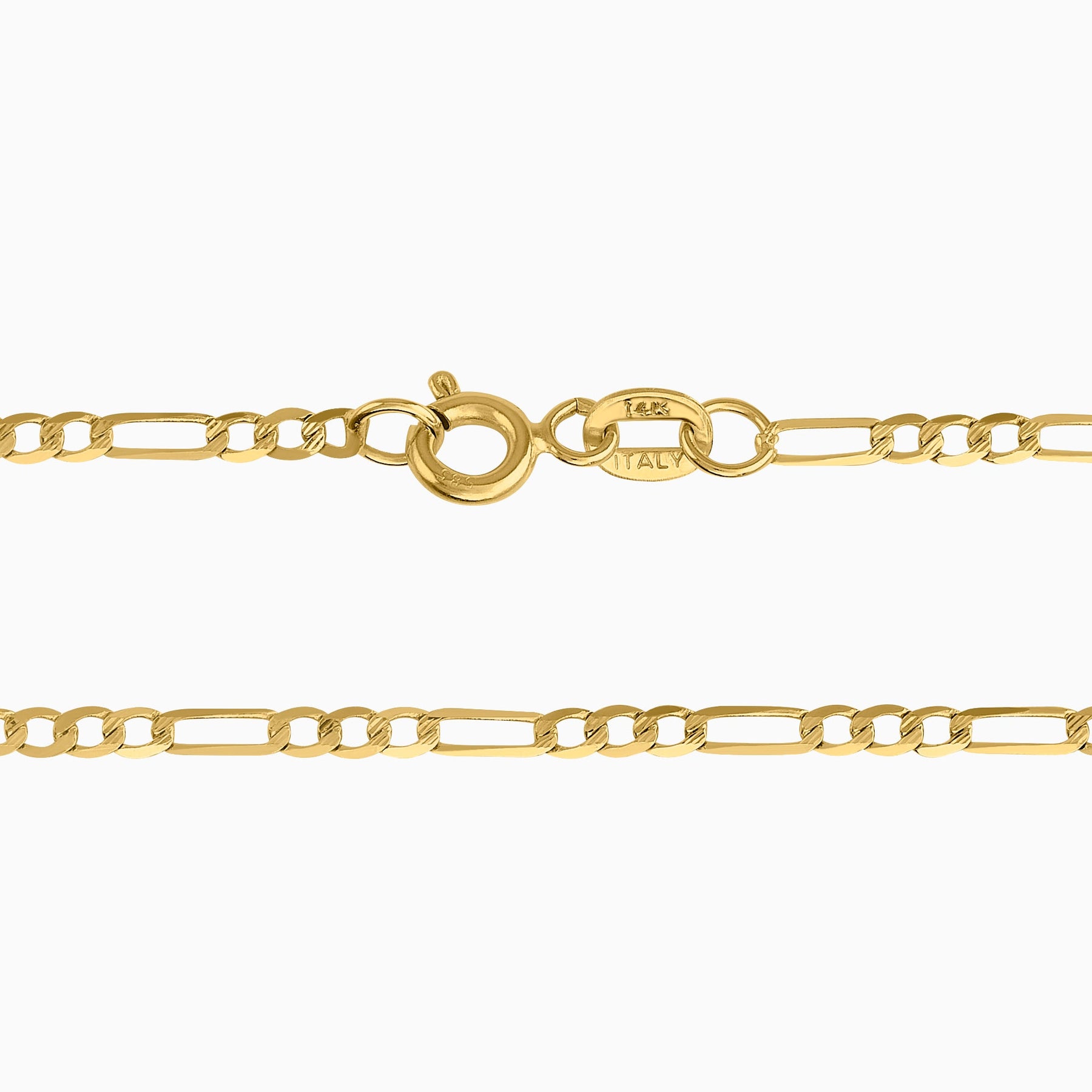 Cadena Tejido Fígaro Diamantado 3x1 En Oro Amarillo 14K