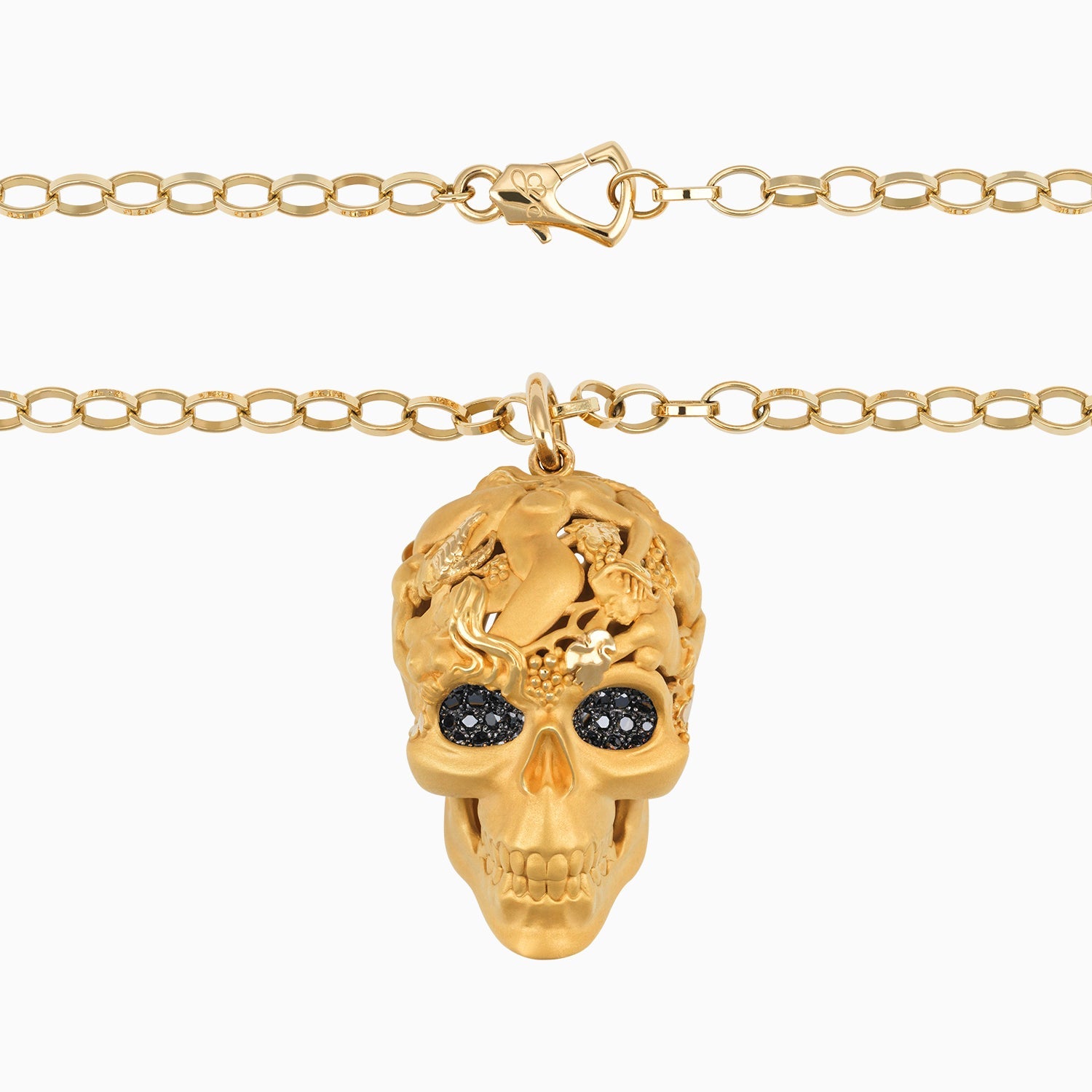 Chain with "Bacchanal" Skull Pendant 18k Yellow and White Gold + Case