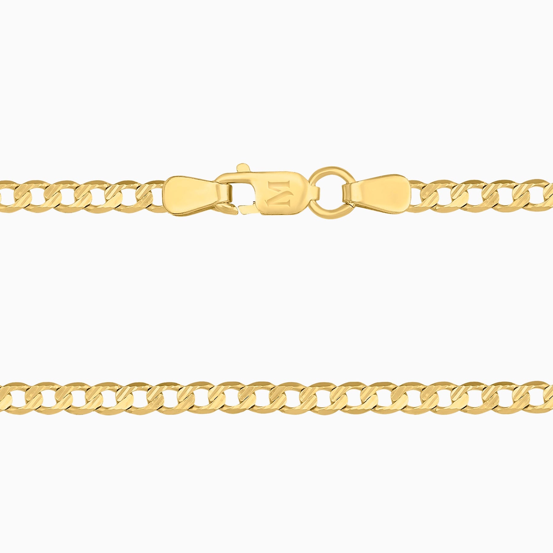 Cadena Barbada Troquelada 14K Oro Amarillo + Estuche