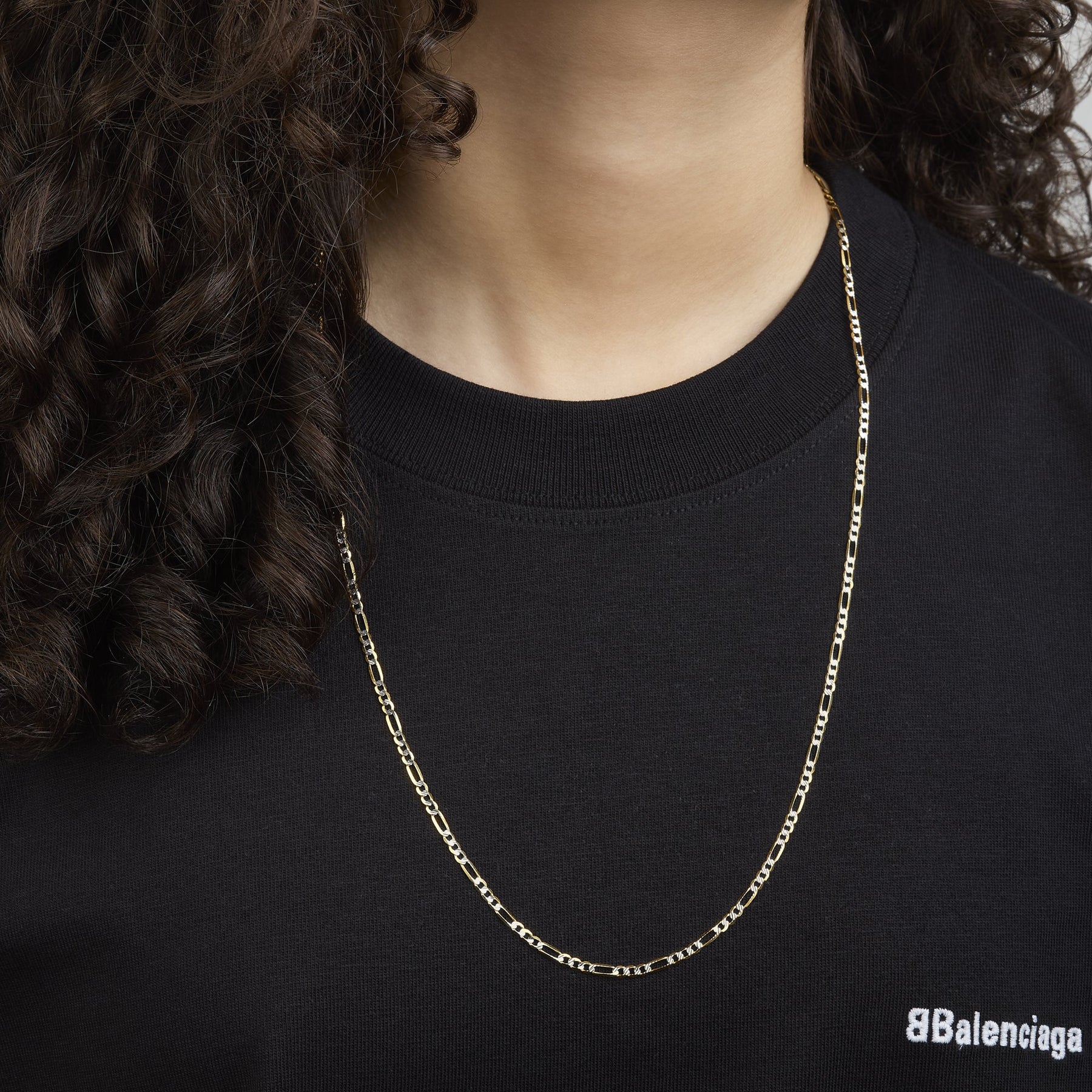 Cadena 3X1 Tejido Fígaro Diamantada 14K Oro Amarillo + Estuche