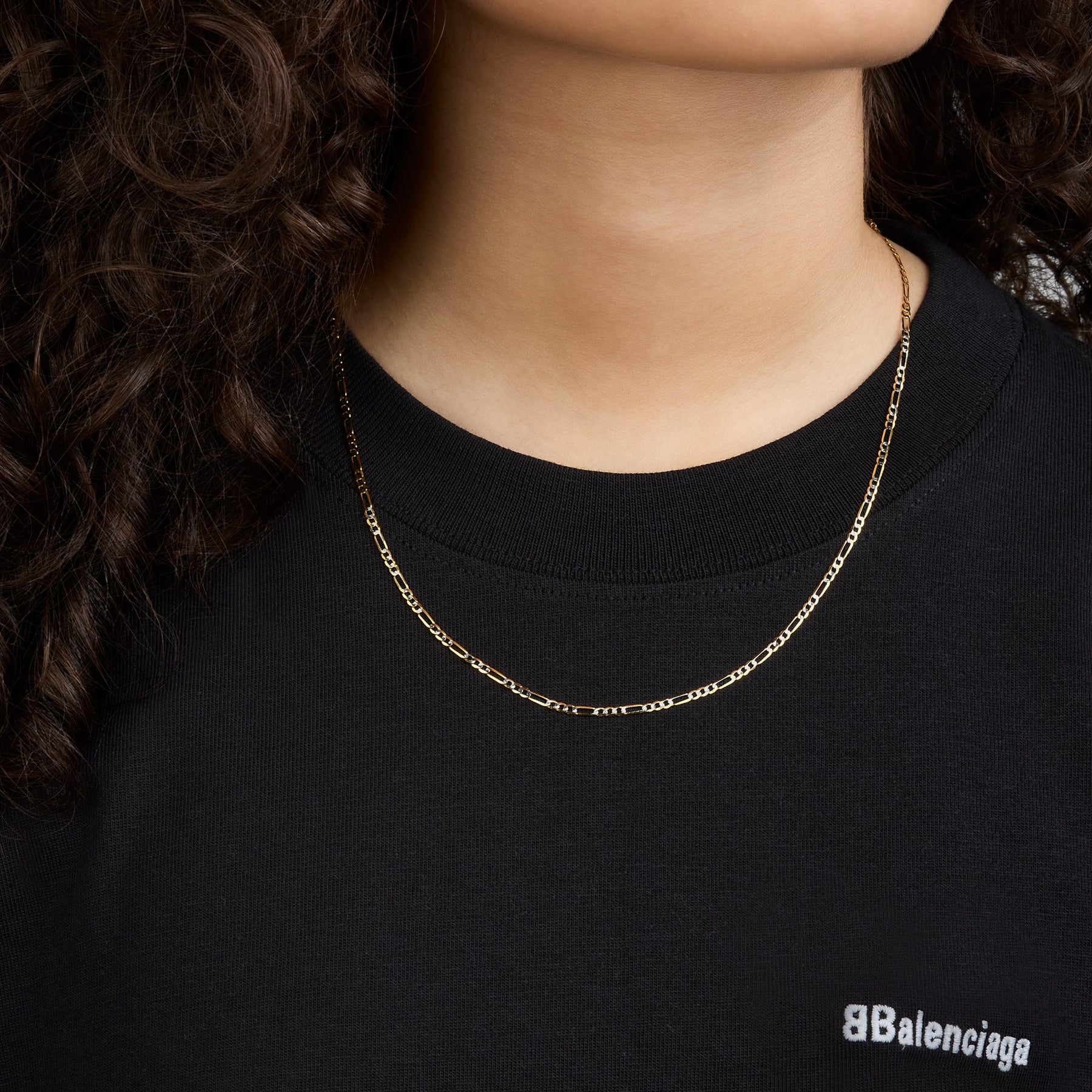 Cadena Tejido Fígaro Diamantada 14K Oro Amarillo + Estuche