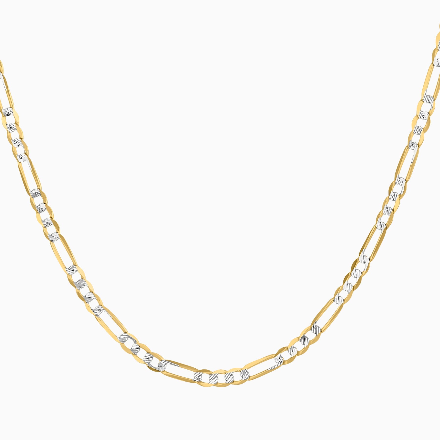 Cadena Tejido Fígaro Diamantada 14K Oro Amarillo + Estuche