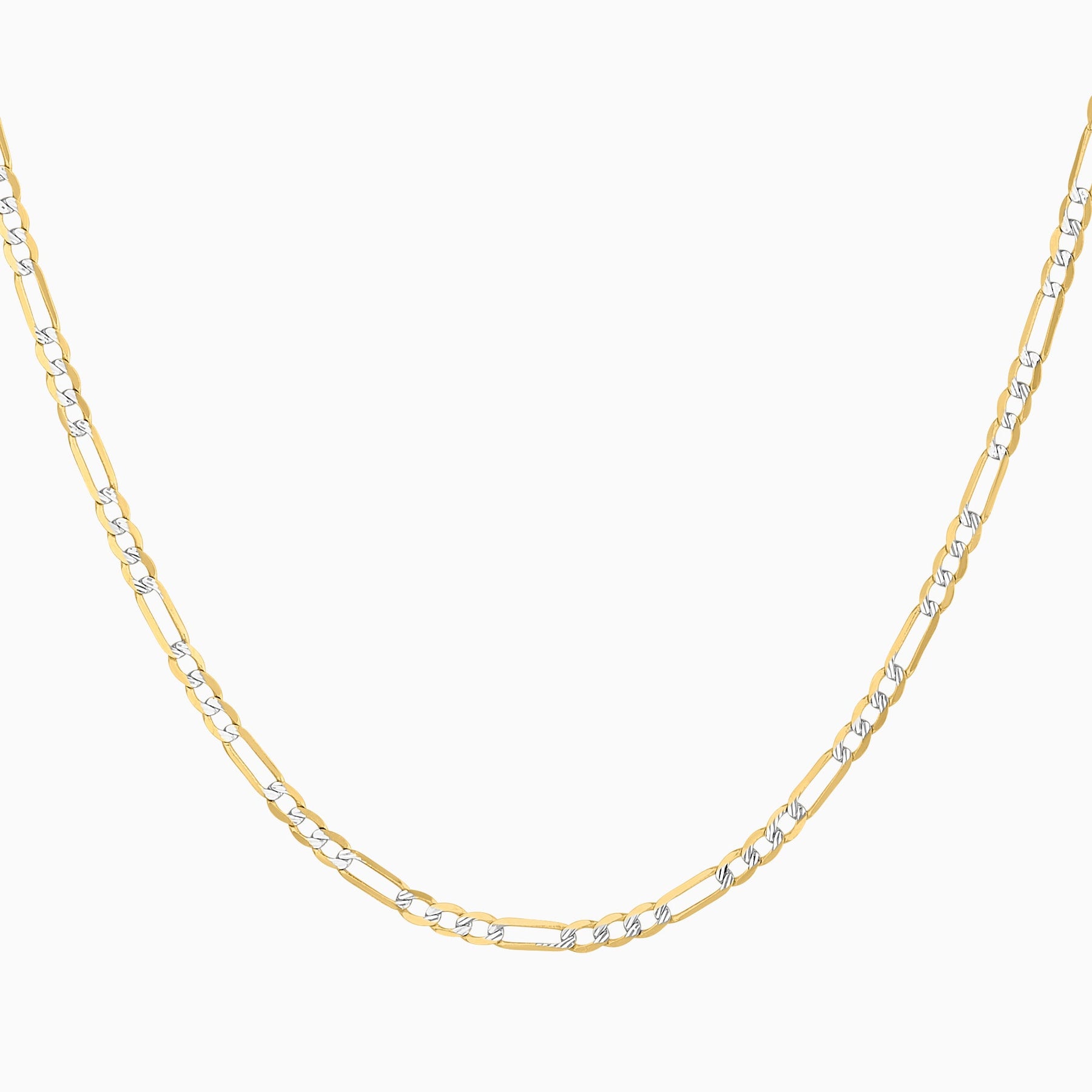 Cadena Tejido Fígaro Diamantada 14K Oro Amarillo + Estuche