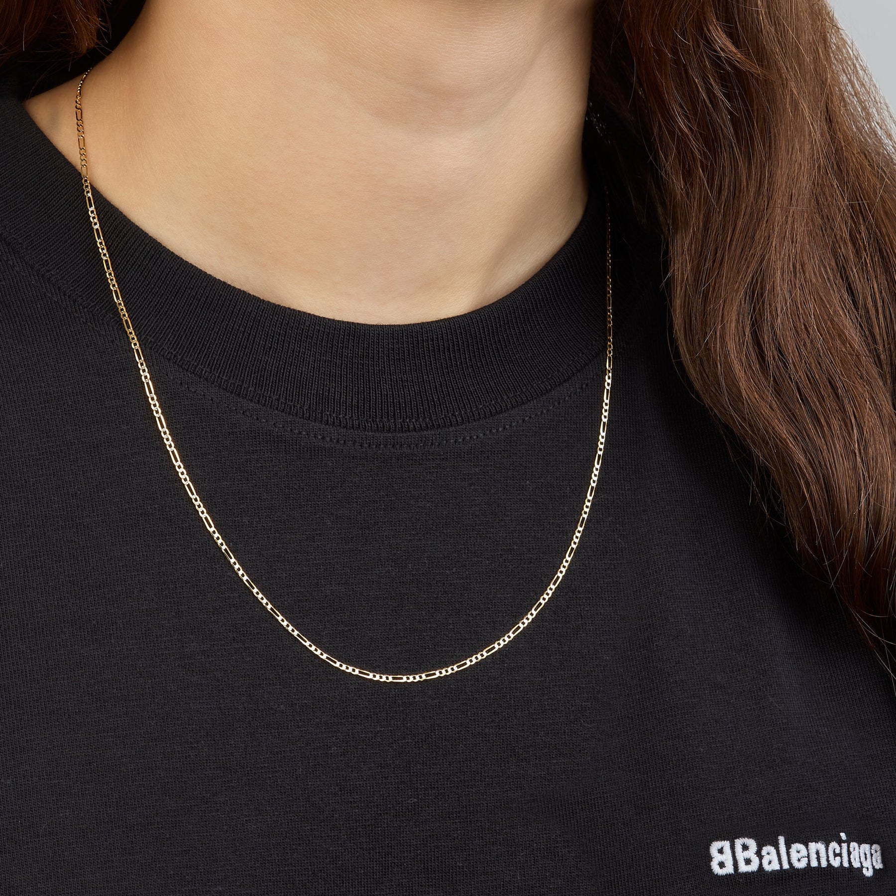 Cadena Tejido Fígaro Diamantada 14K Oro Amarillo + Estuche