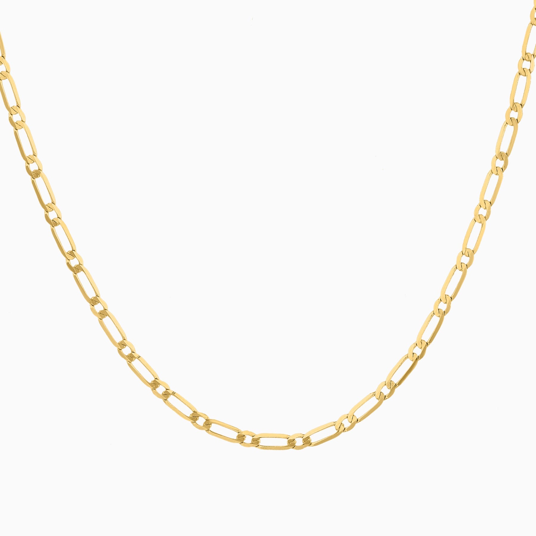 Cadena 1x1 Tejido Fígaro Troquelado 14K Oro Amarillo + Estuche