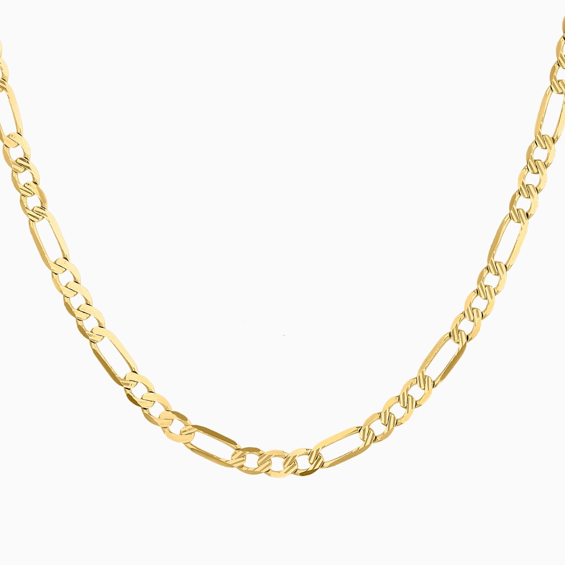 Cadena 3X1 Tejido Fígaro Troquelado 14K Oro Amarillo + Estuche