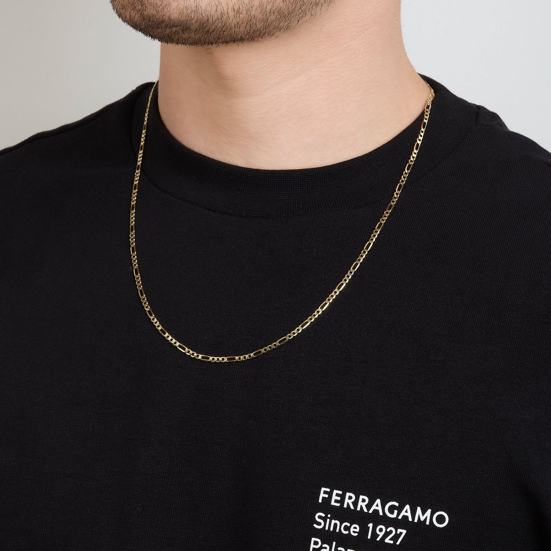 Cadena 3X1 Tejido Fígaro Troquelado 14K Oro Amarillo + Estuche