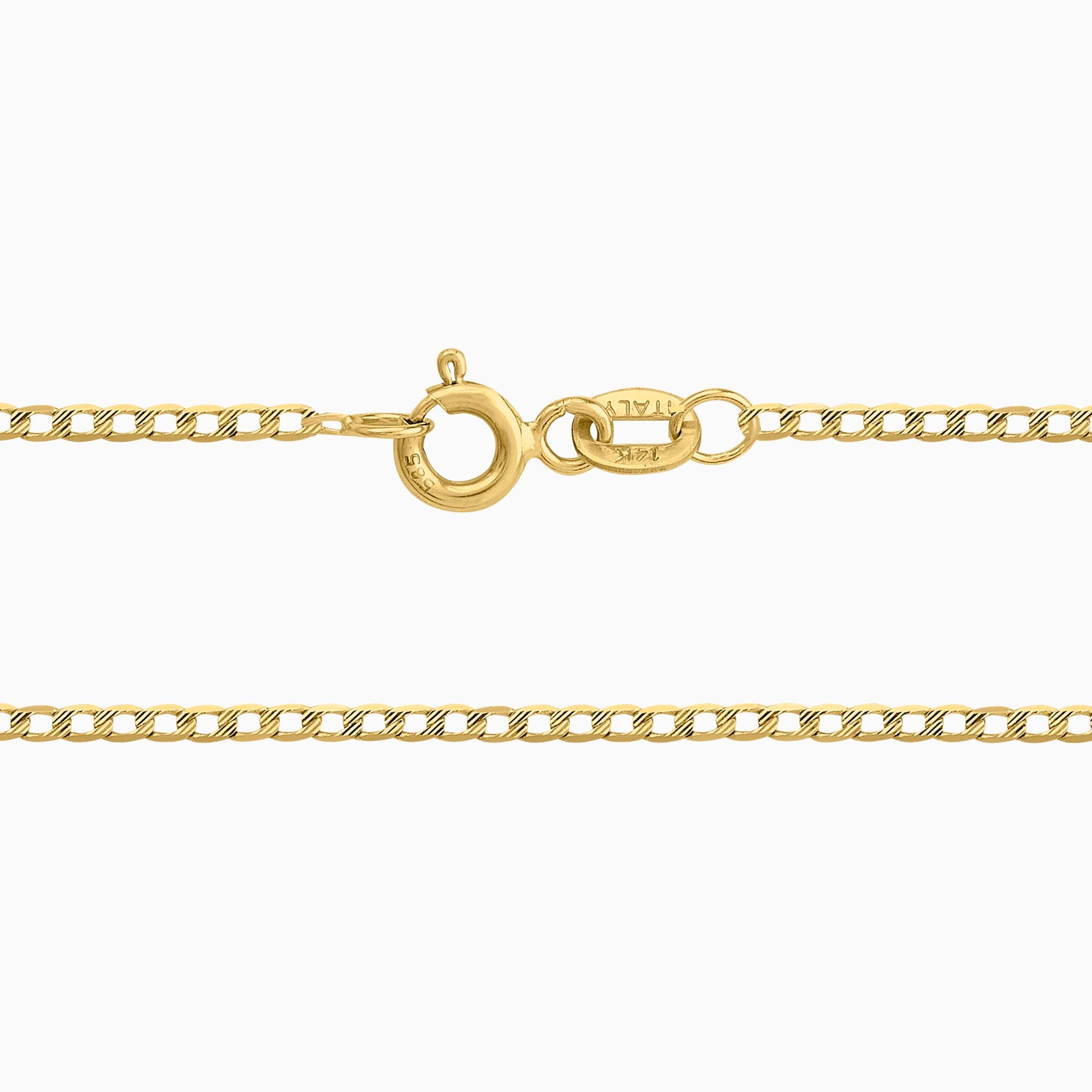 Cadena Barbada Troquelado 14k + Estuche