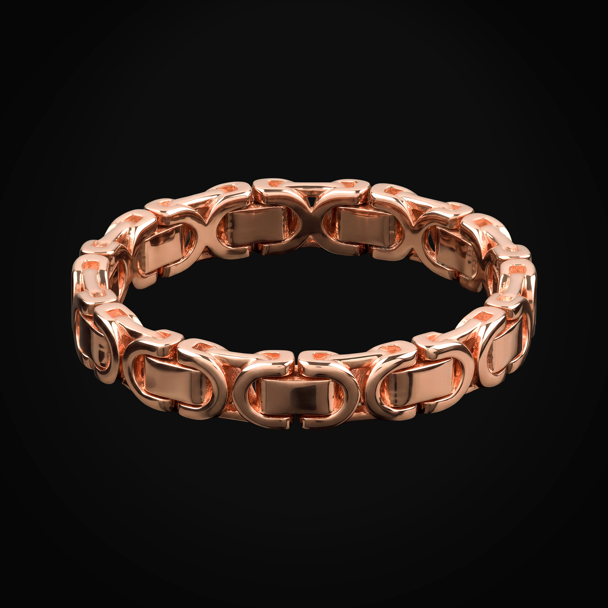 Anillo 14k Oro Rosa Tejido Bizantino + Estuche