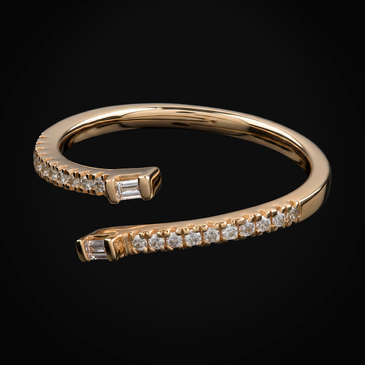 Anillo 14k 2 Media Churumbela Dos Puntas Oro Amarillo + Estuche