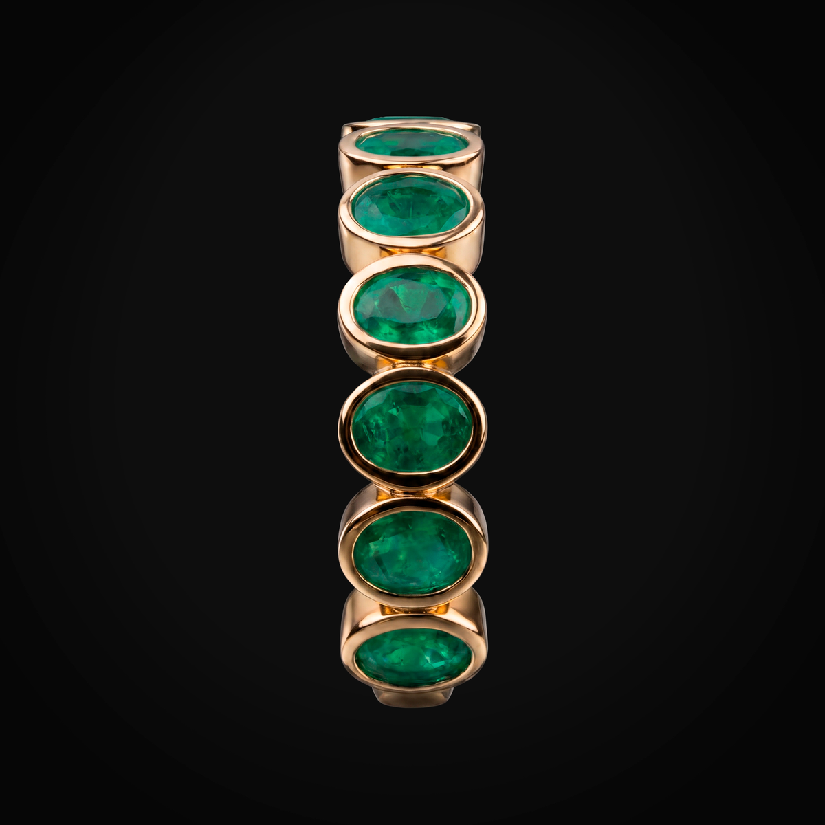 Anillo 14k Media Churumbela Esmeraldas Oro Amarillo + Estuche