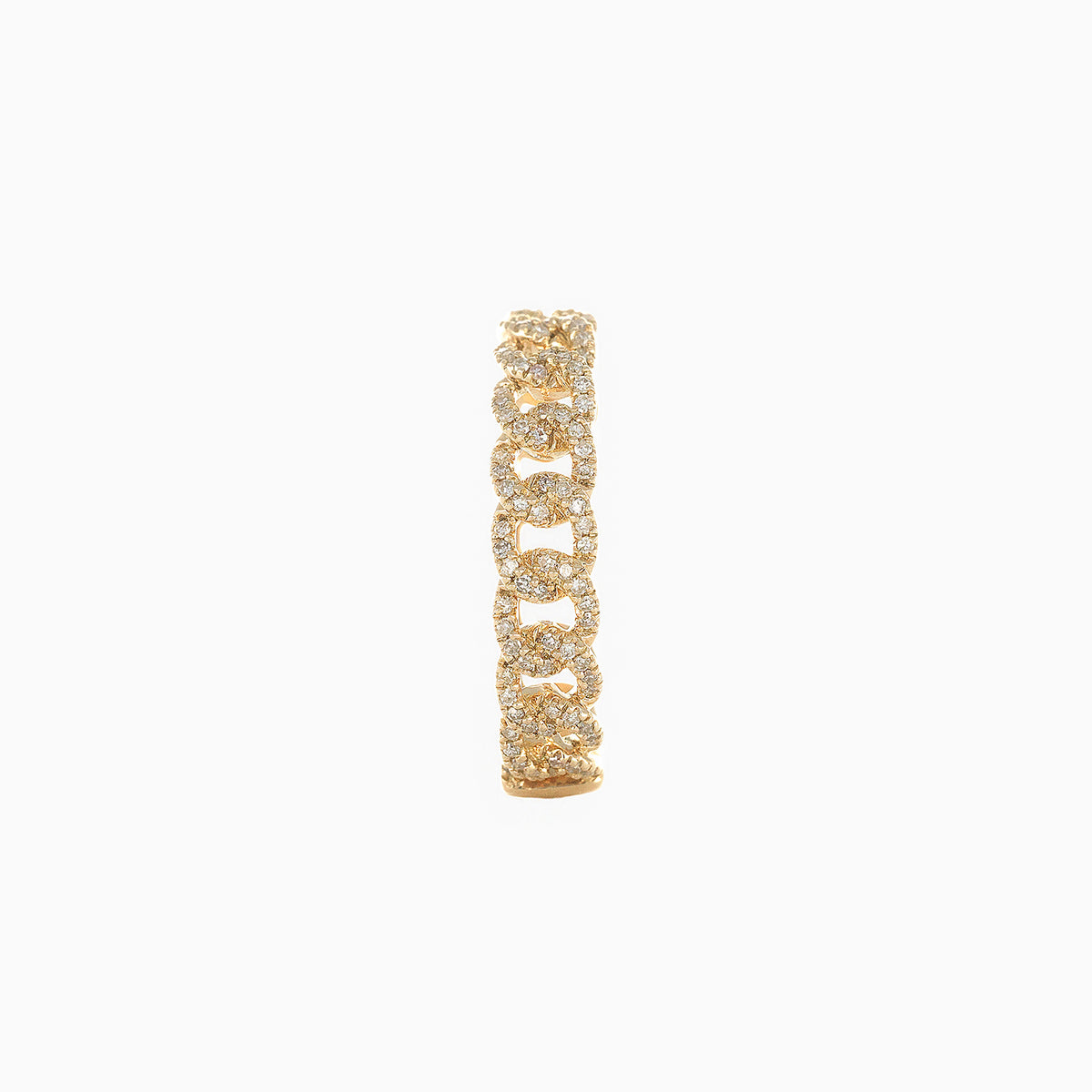 Anillo Oro Amarillo 14k Eslabones Entrelazados con Diamantes