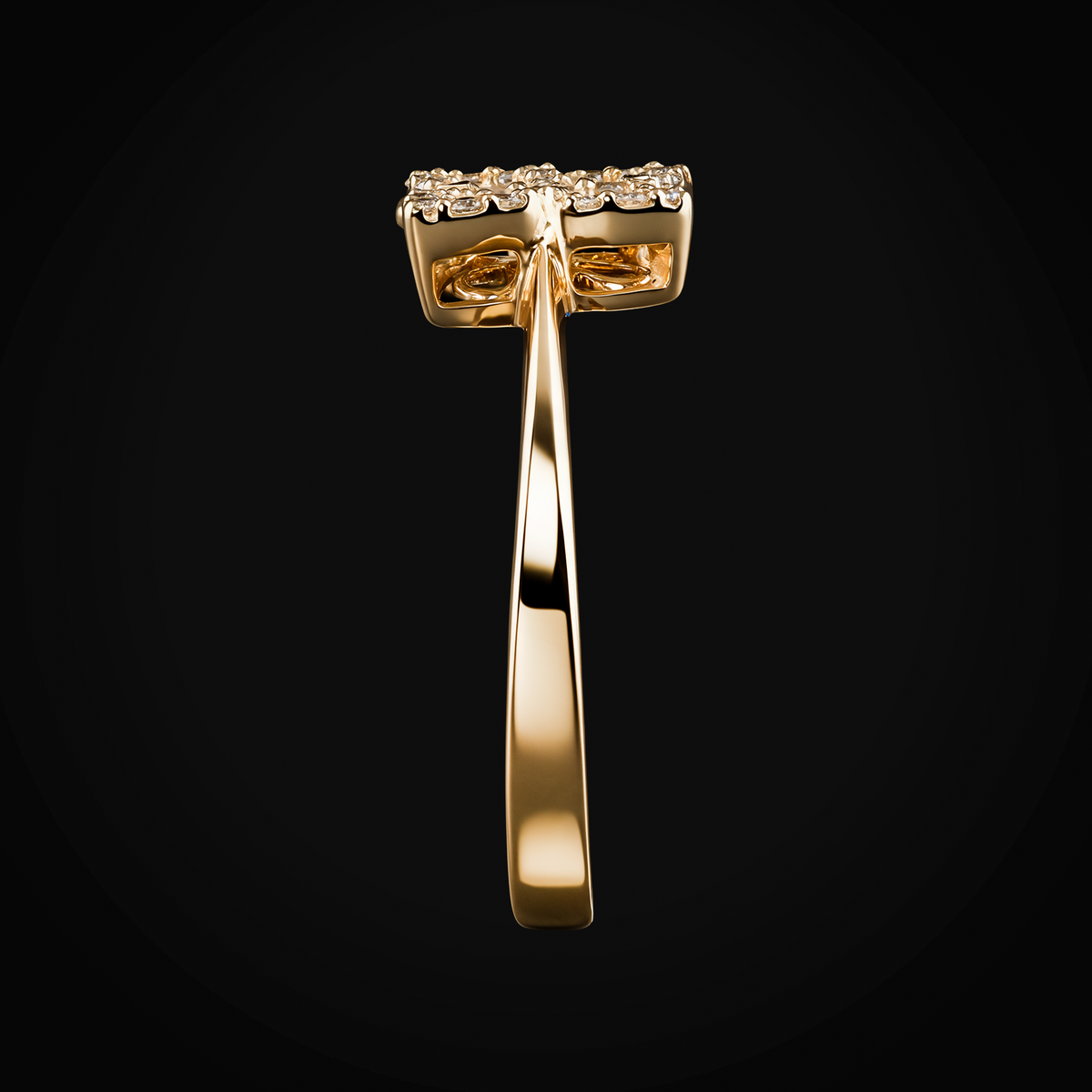 Anillo mariposa Full Ice de oro amarillo 14K con diamantes 0.30 ct + estuche