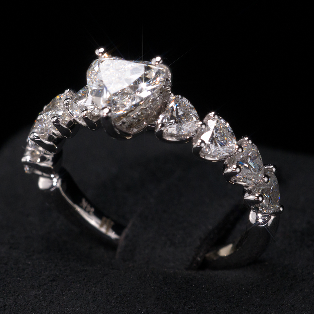 Churumbela Half Heart Ring with 14K Diamonds