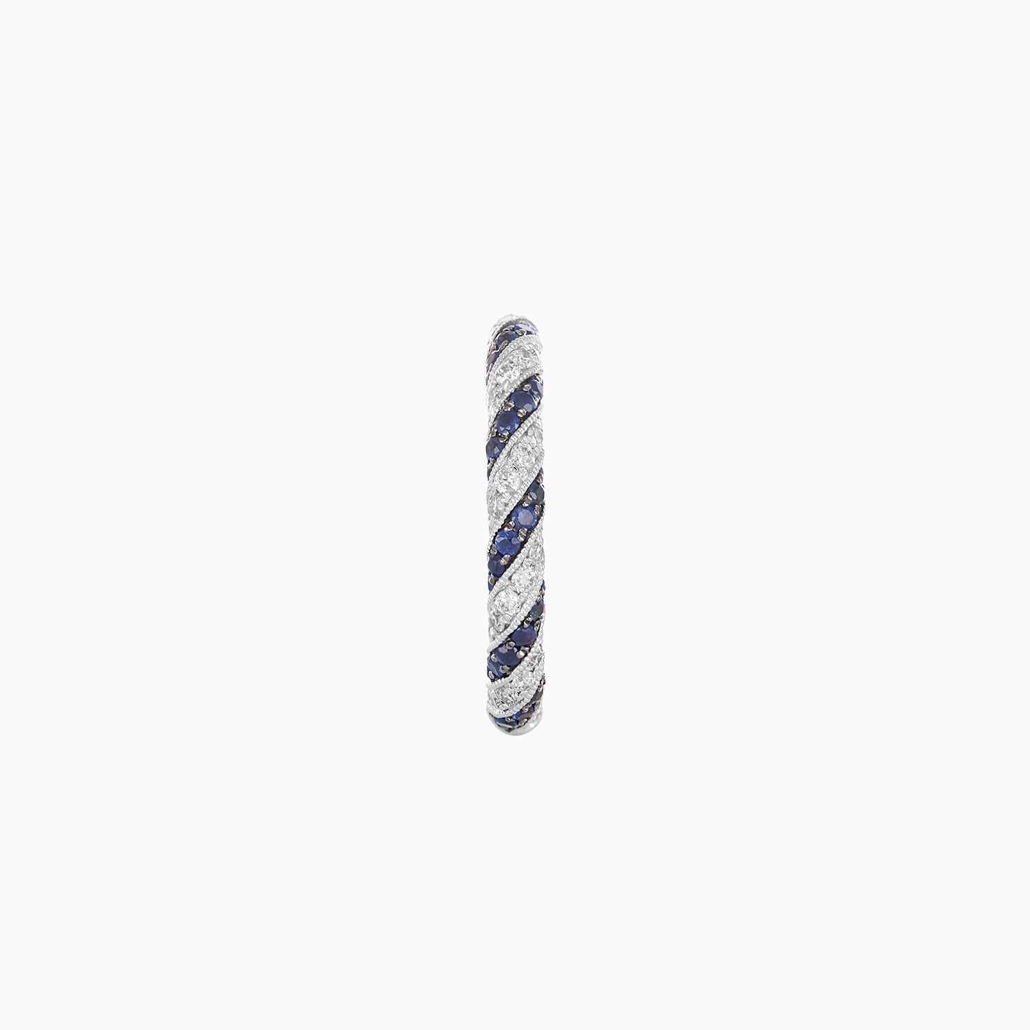 Anillo Oro Blanco 14k Espiral Azul con Diamantes