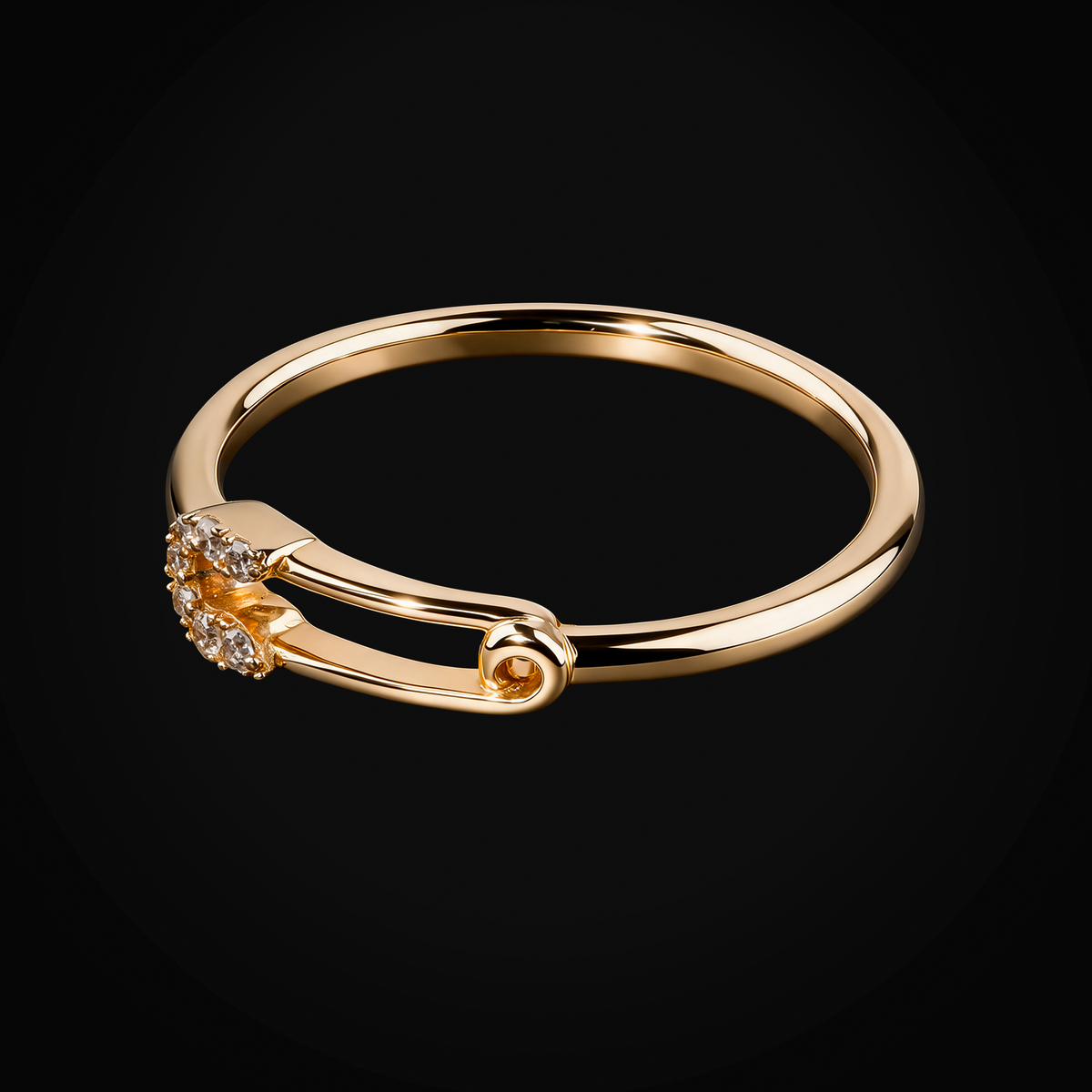 Anillo broche de oro amarillo 14K con diamantes naturales 0.04 ct + estuche