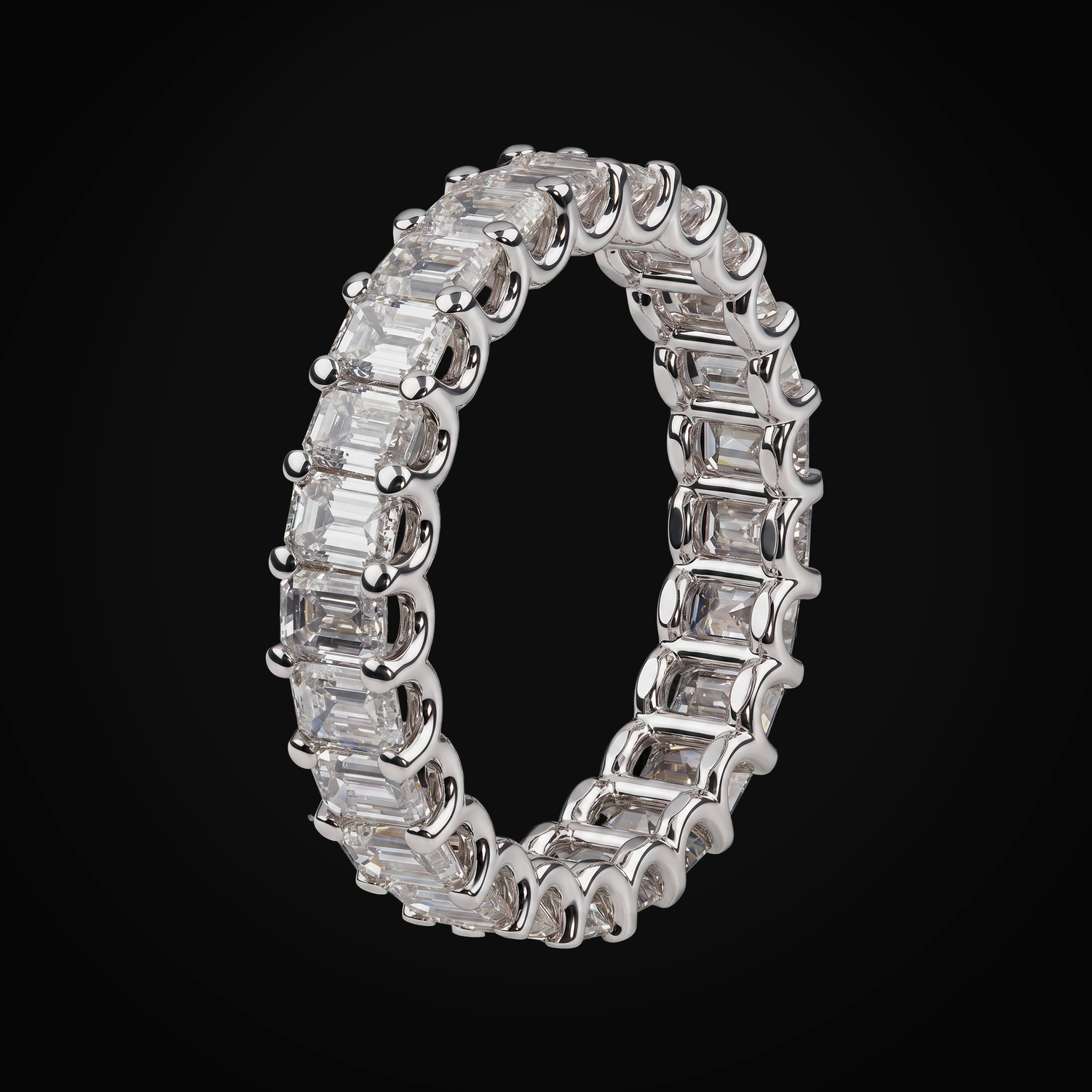 Anillo 14k Churumbela Oro Blanco Diamantes De Mina Corte Esmeralda + Estuche