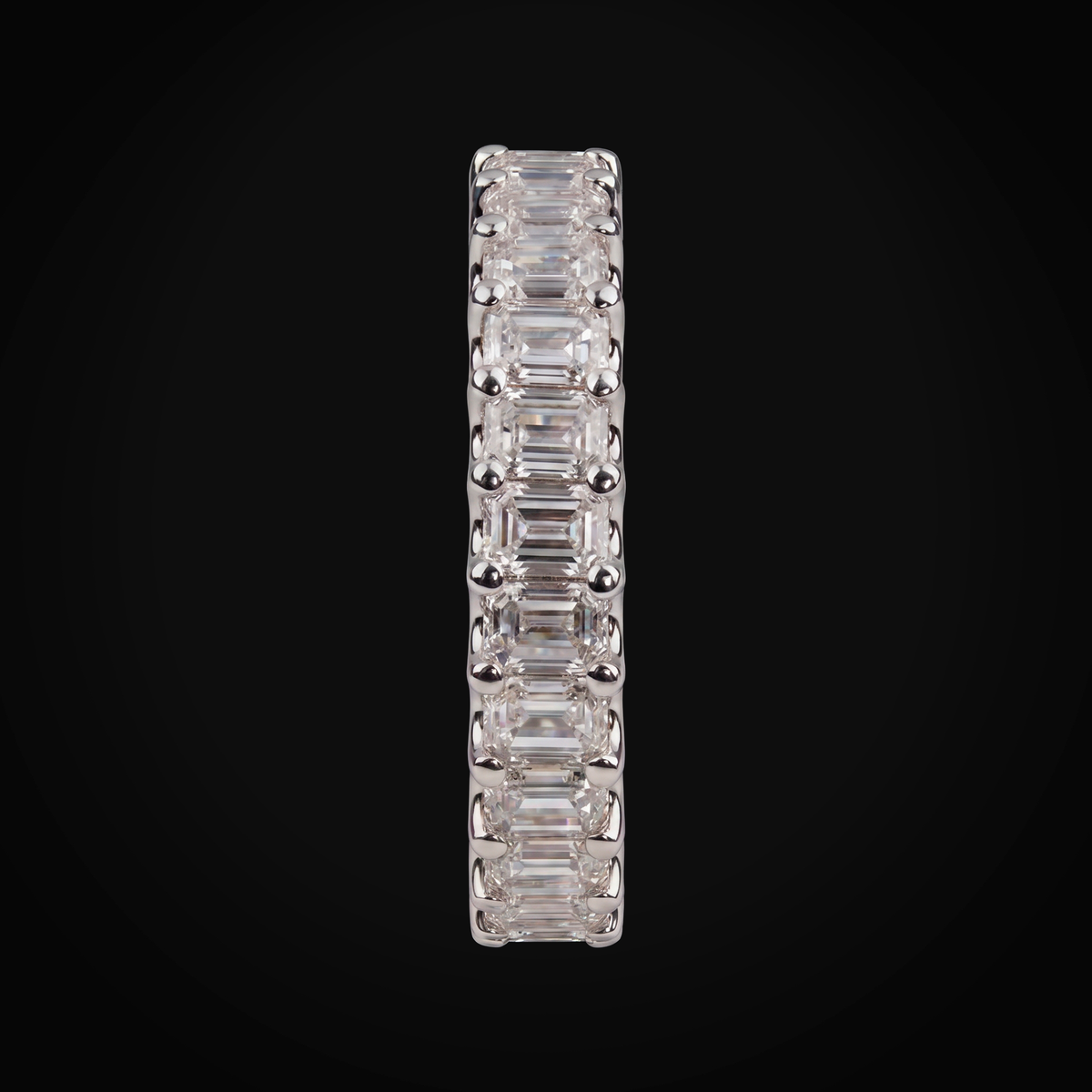 Anillo 14k Churumbela Oro Blanco Diamantes De Mina Corte Esmeralda + Estuche