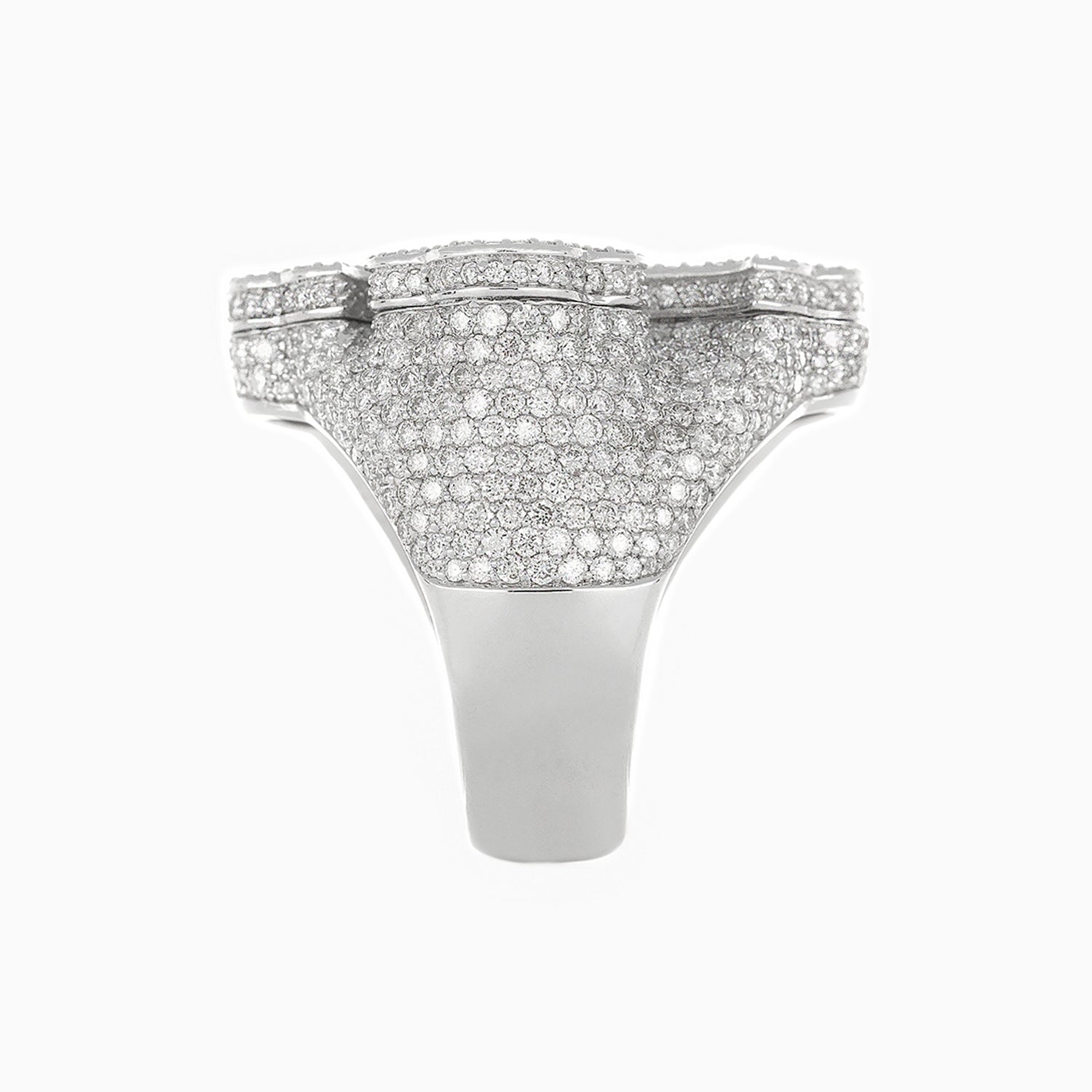 14k White Gold Cross Ring with Diamonds & Blue Center Gemstones