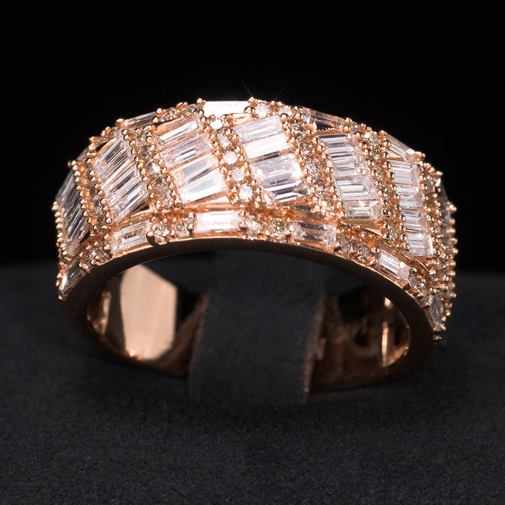 Full Ice Zigzag Ring 14k Rose Gold