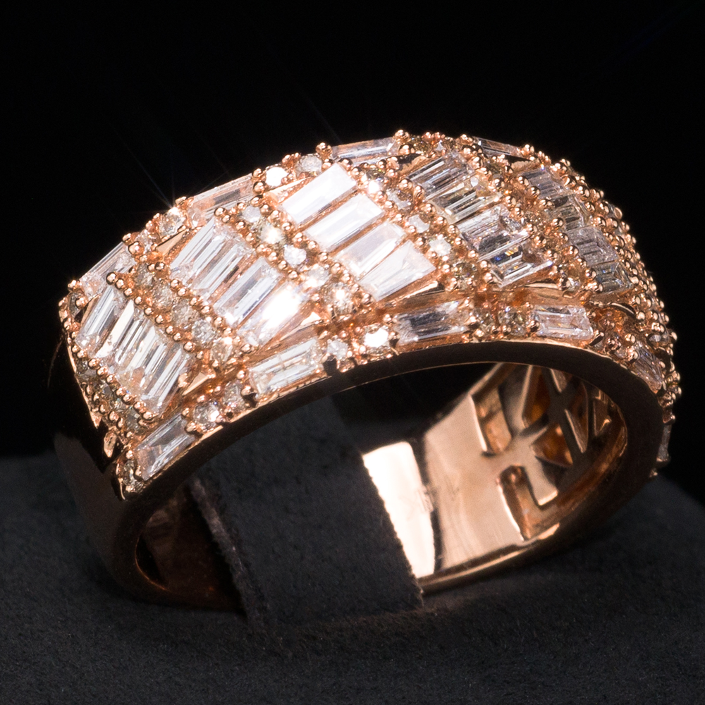 Full Ice Zigzag Ring 14k Rose Gold
