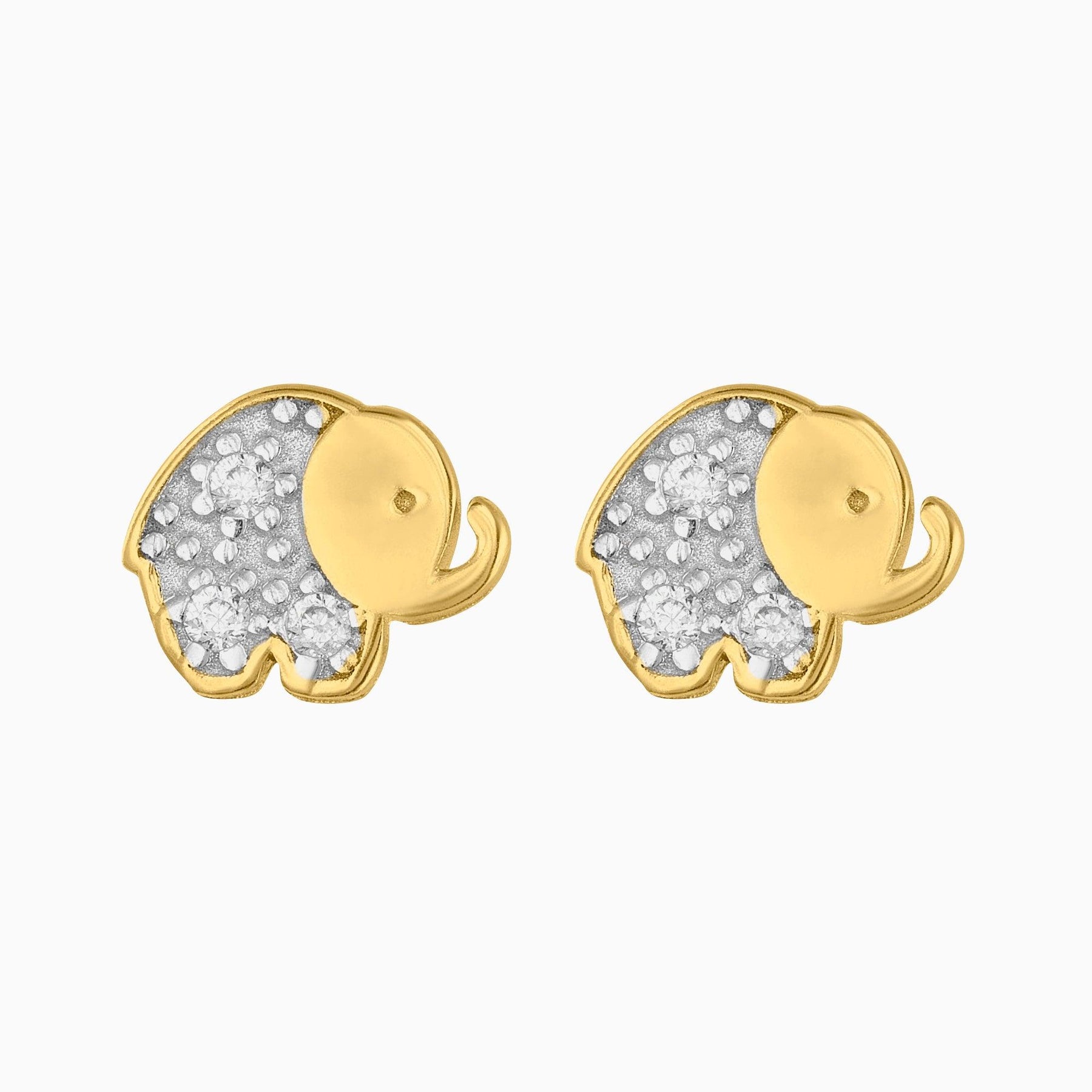 Broqueles Elefante Oro 14k con Circonias