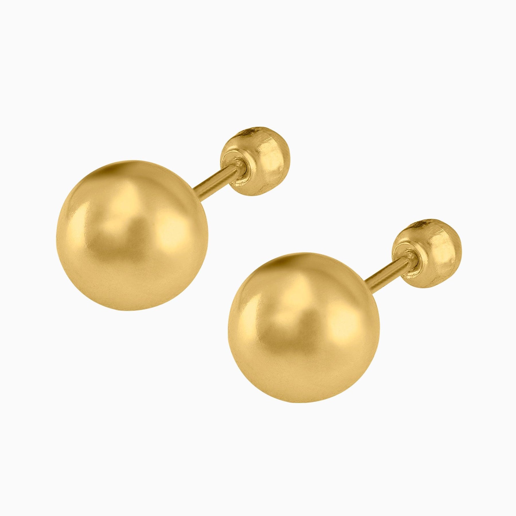 14k Yellow Gold Hollow Ball Stud Earrings