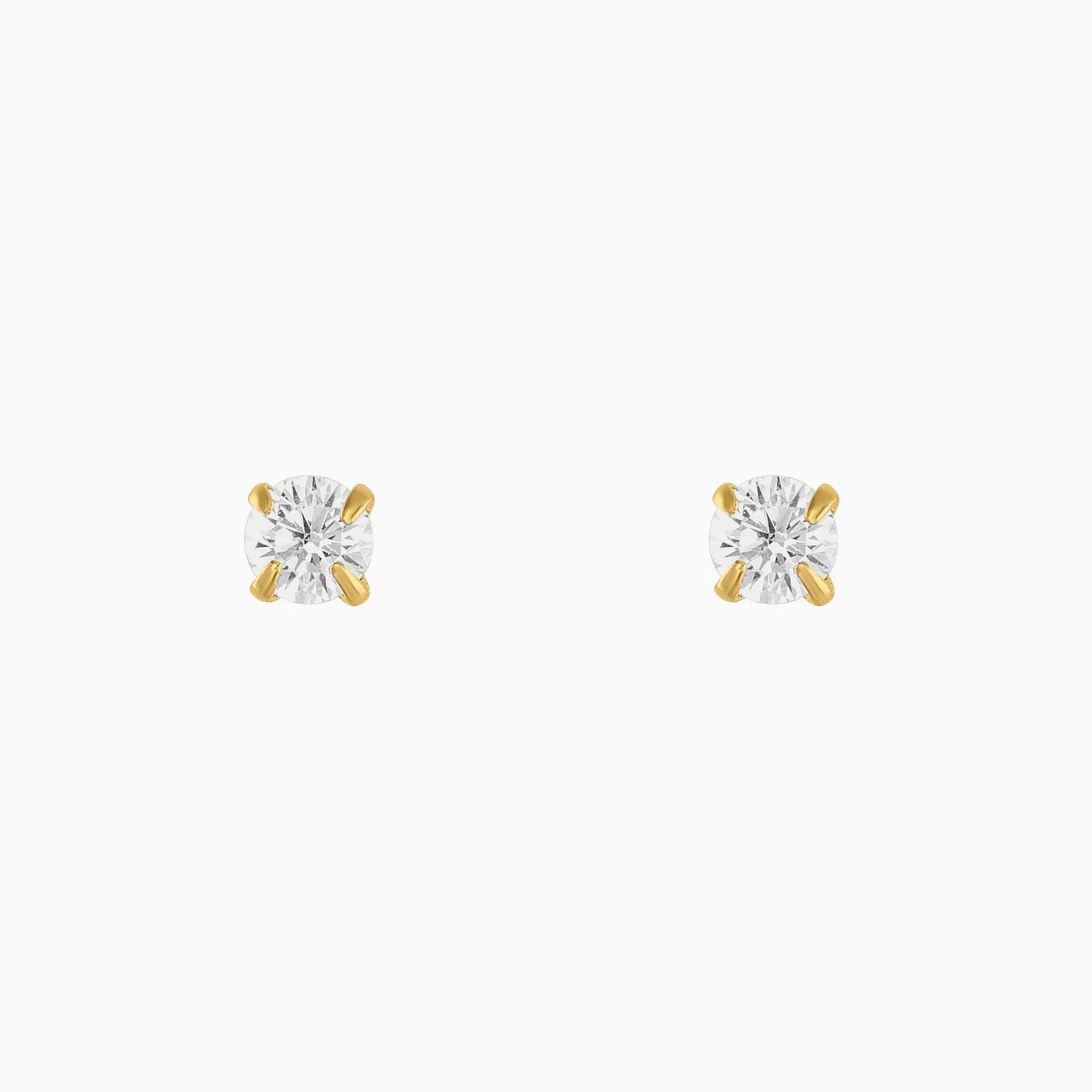 14k Yellow Gold Solitaire Stud Earrings with Zirconia