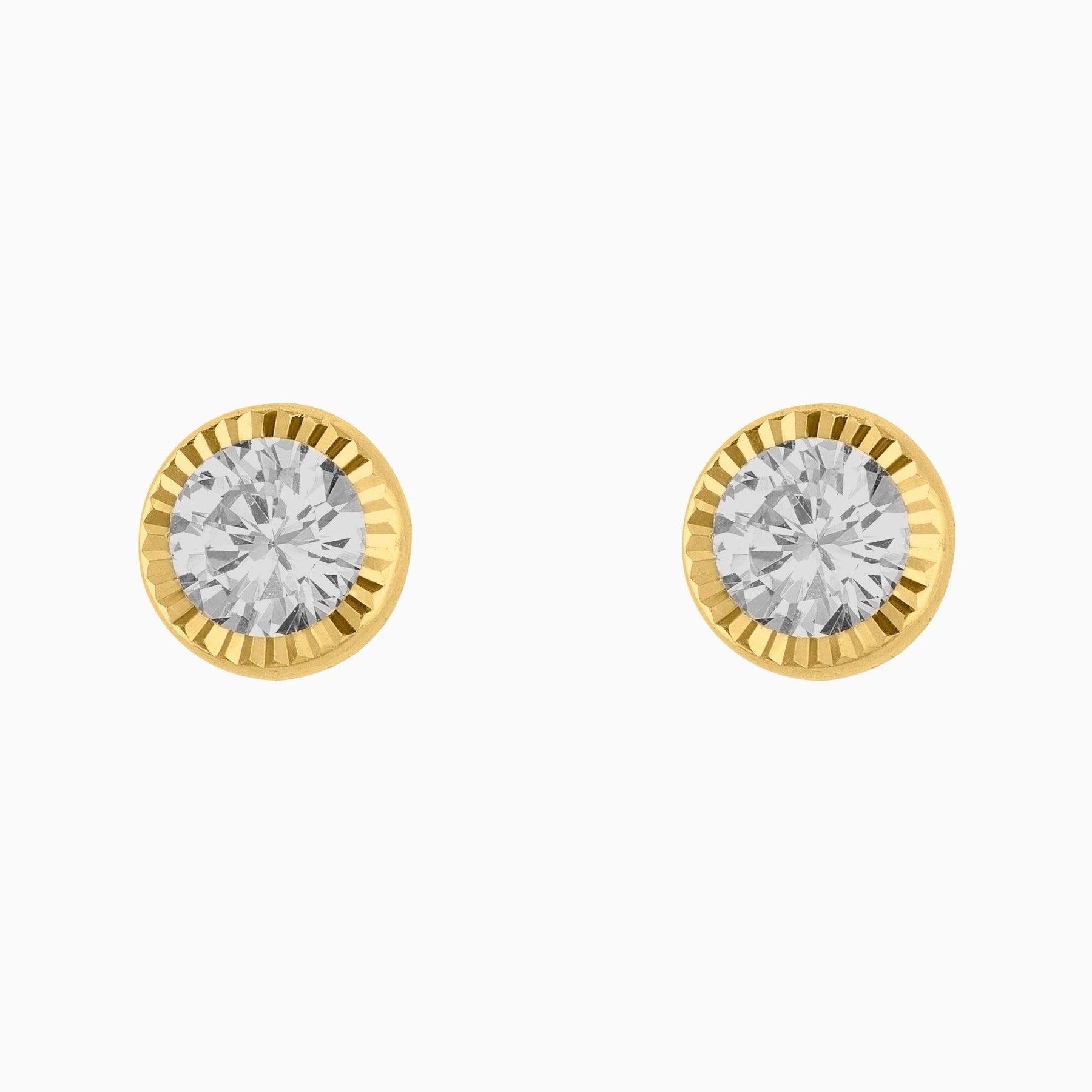 Broqueles Solitarios Oro Amarillo 14k con Circonia