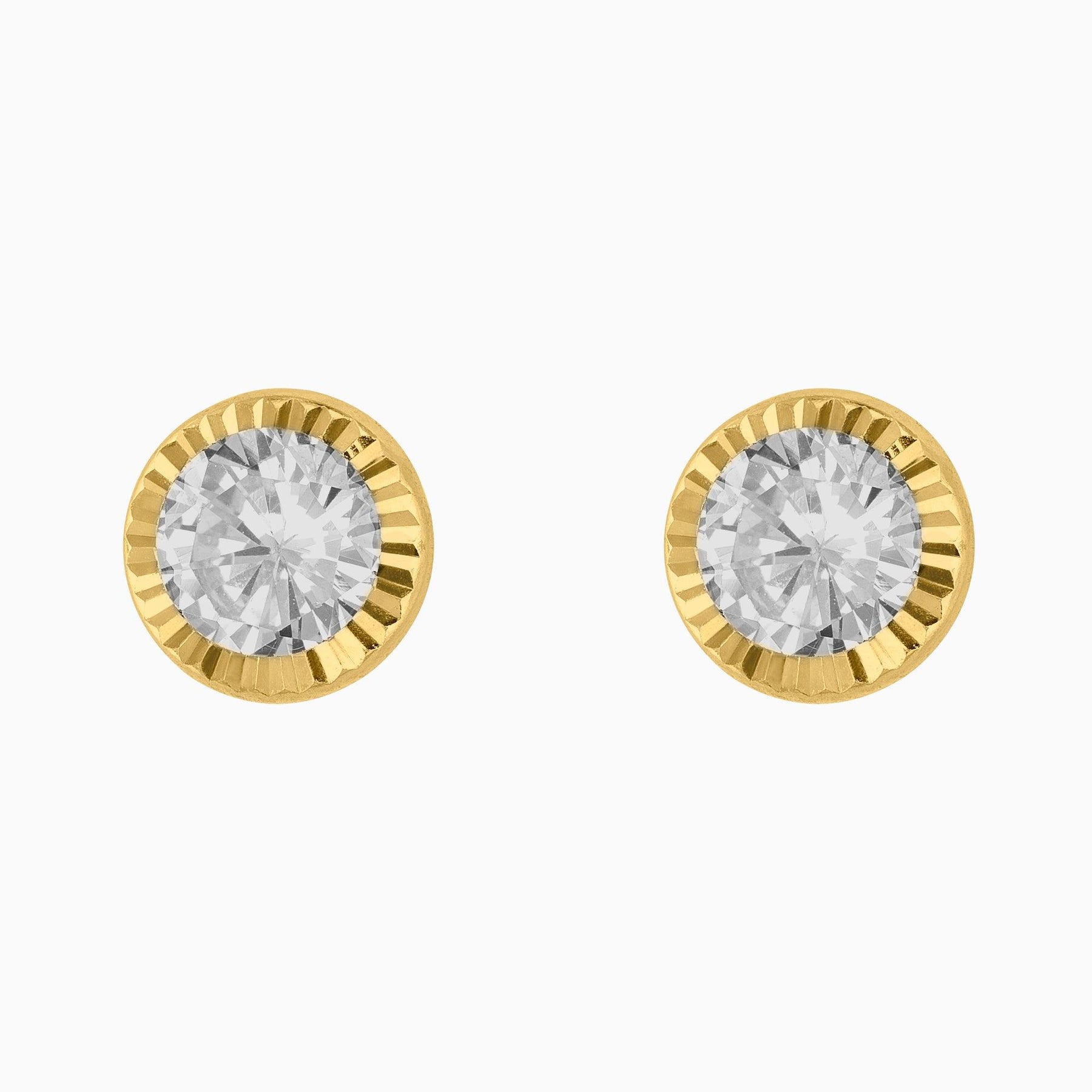 Broqueles Solitarios Oro Amarillo 14k con Circonia