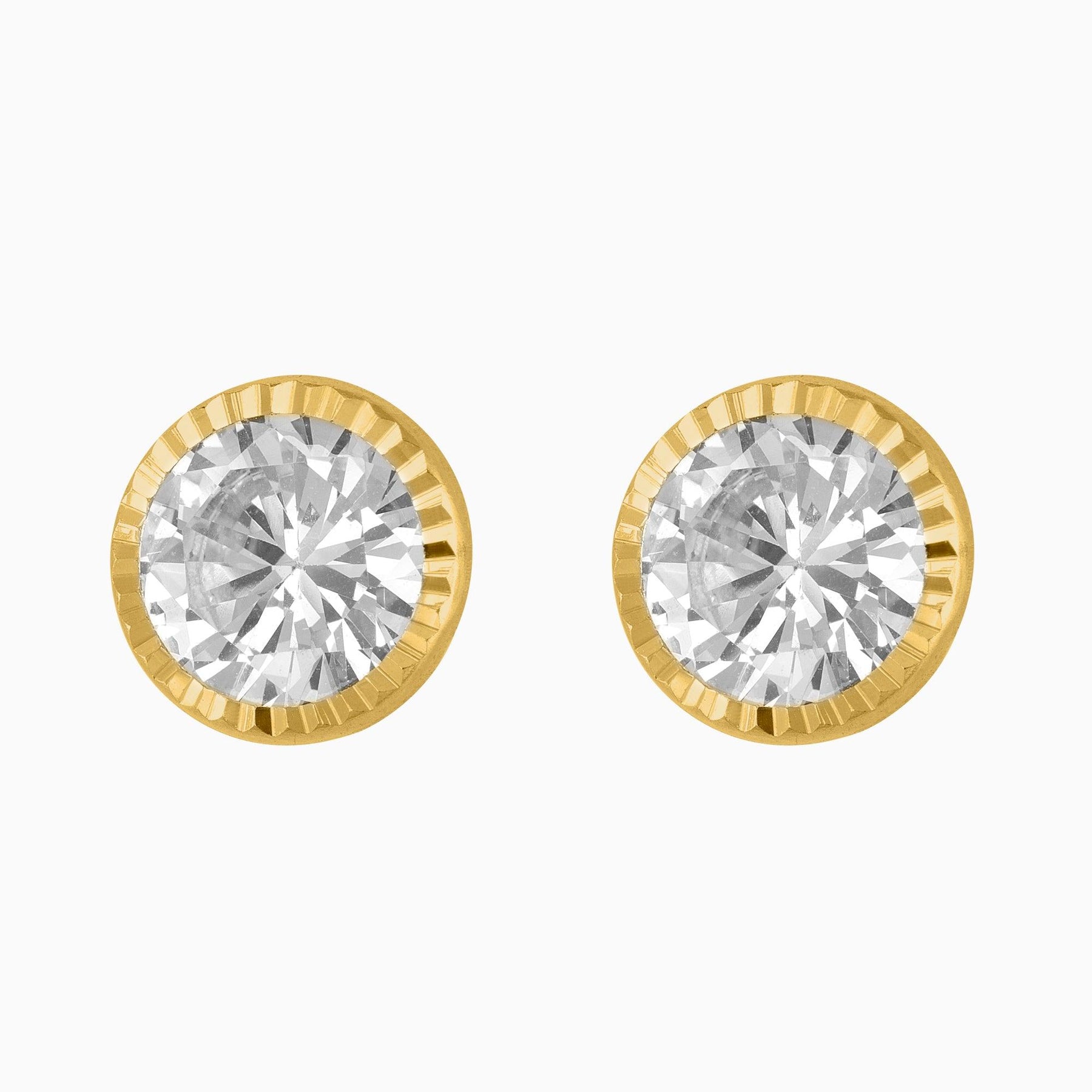 Broqueles Solitarios Oro Amarillo 14k con Circonia