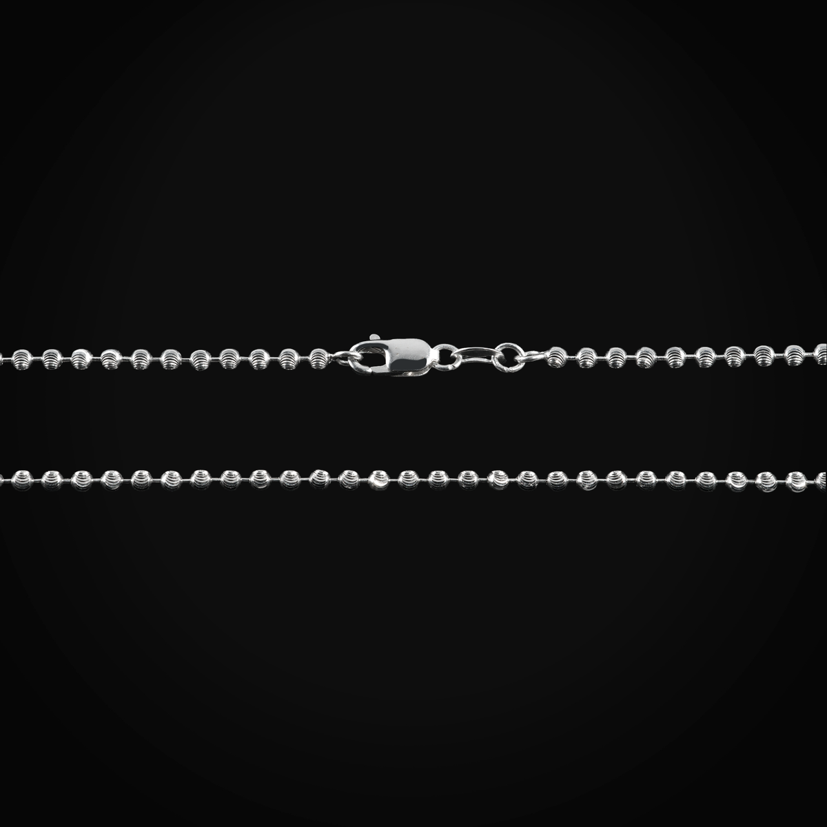 Cadena 14k Tejido Militar Bolitas Troquelado Luna Oro Blanco + Estuche
