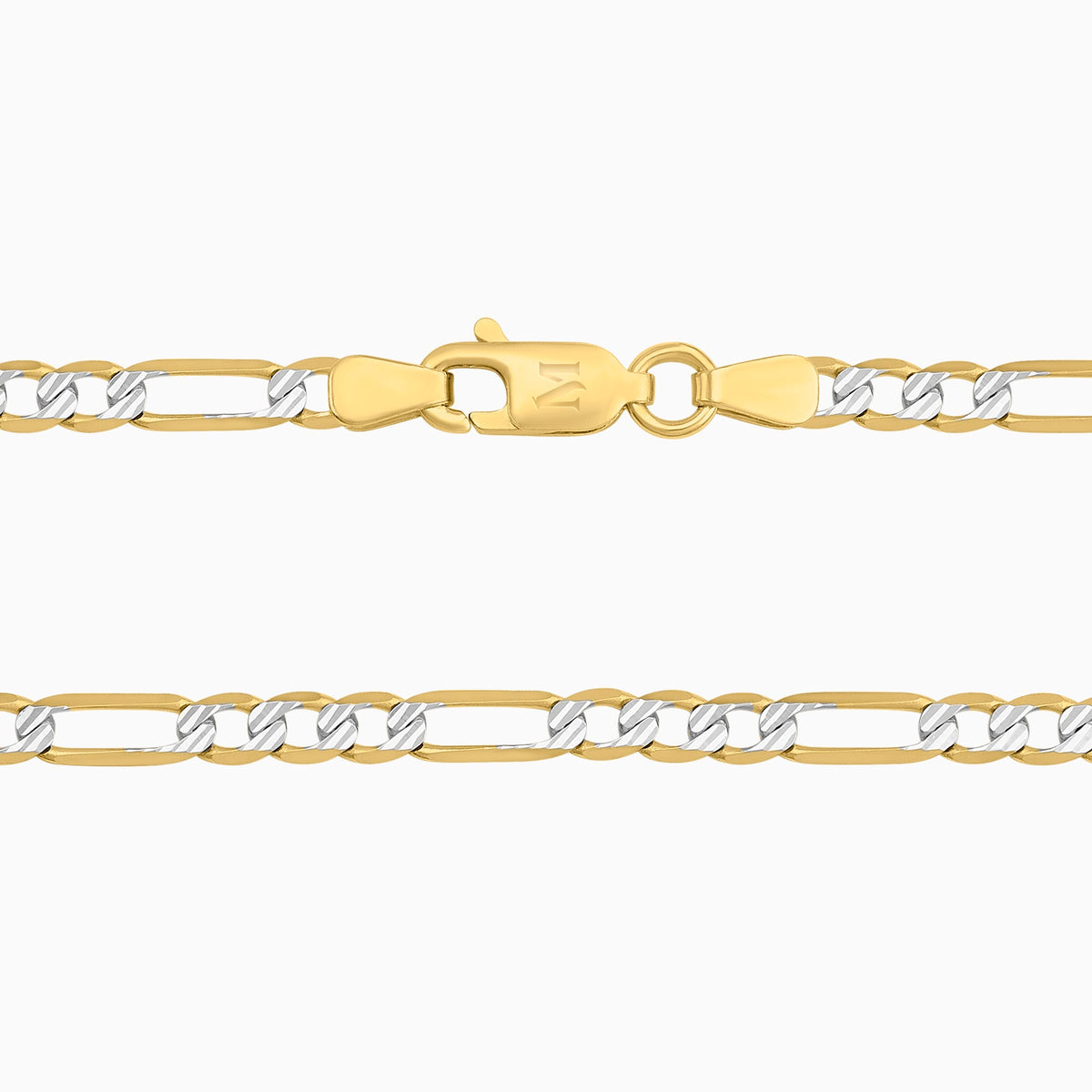 Cadena 3X1 Tejido Fígaro Diamantada 14K Oro Amarillo + Estuche | cadena de oro | Maestros Joyeros