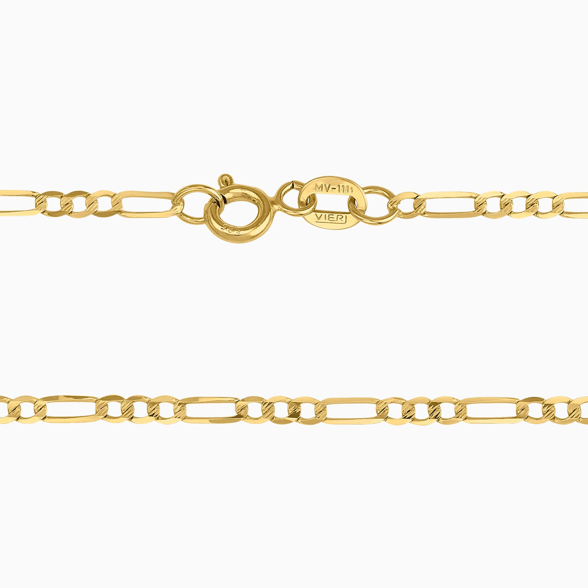 Cadena 3X1 Tejido Fígaro Lisa 14K Oro Amarillo + Estuche