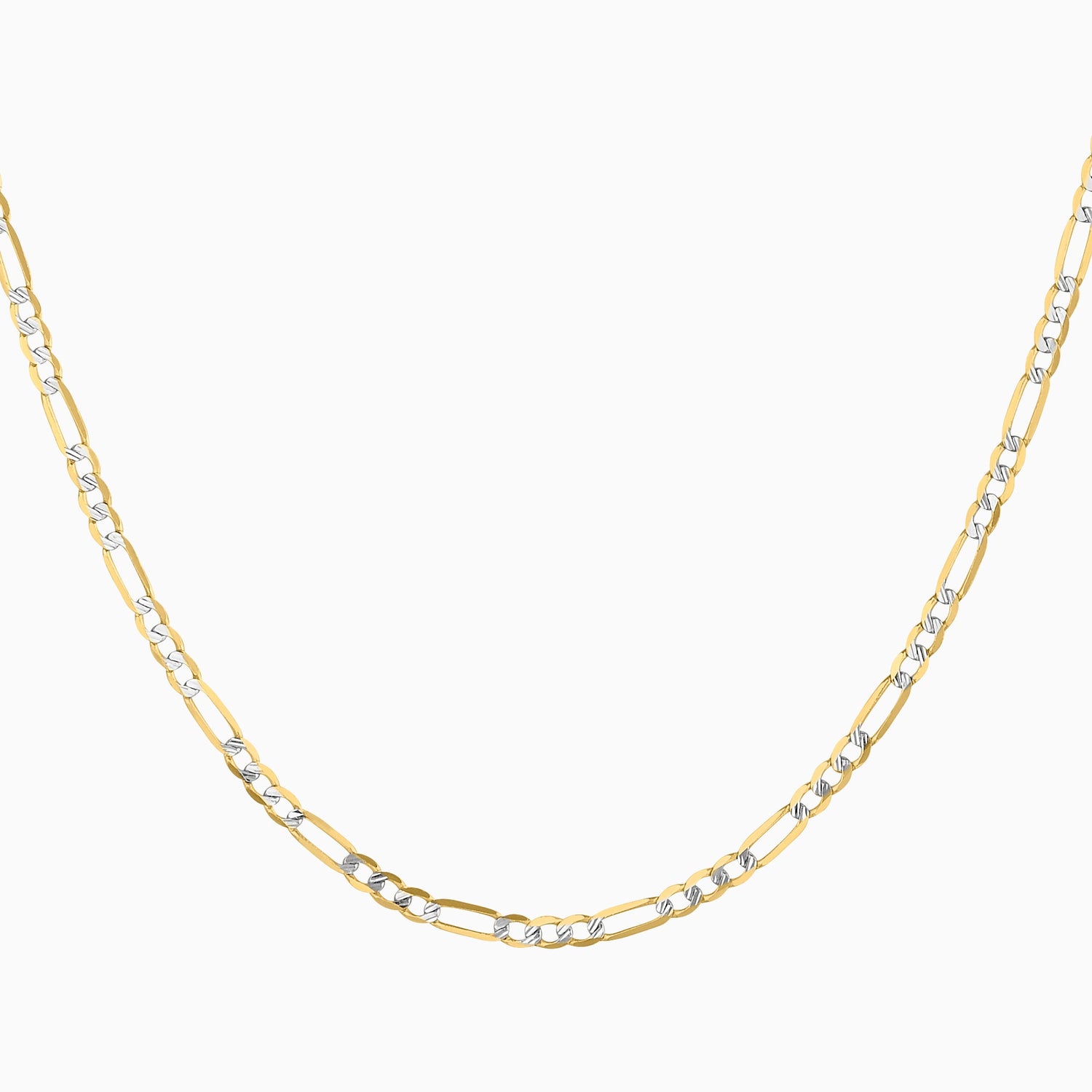 Cadena Fígaro Diamantado 14K Oro Amarillo + Estuche